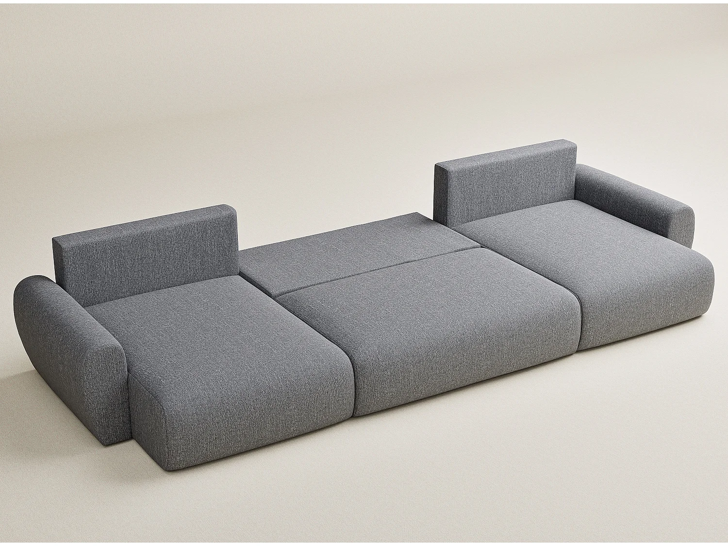 Canapé panoramique convertible Numba im tissu tresse - 6 places - gris