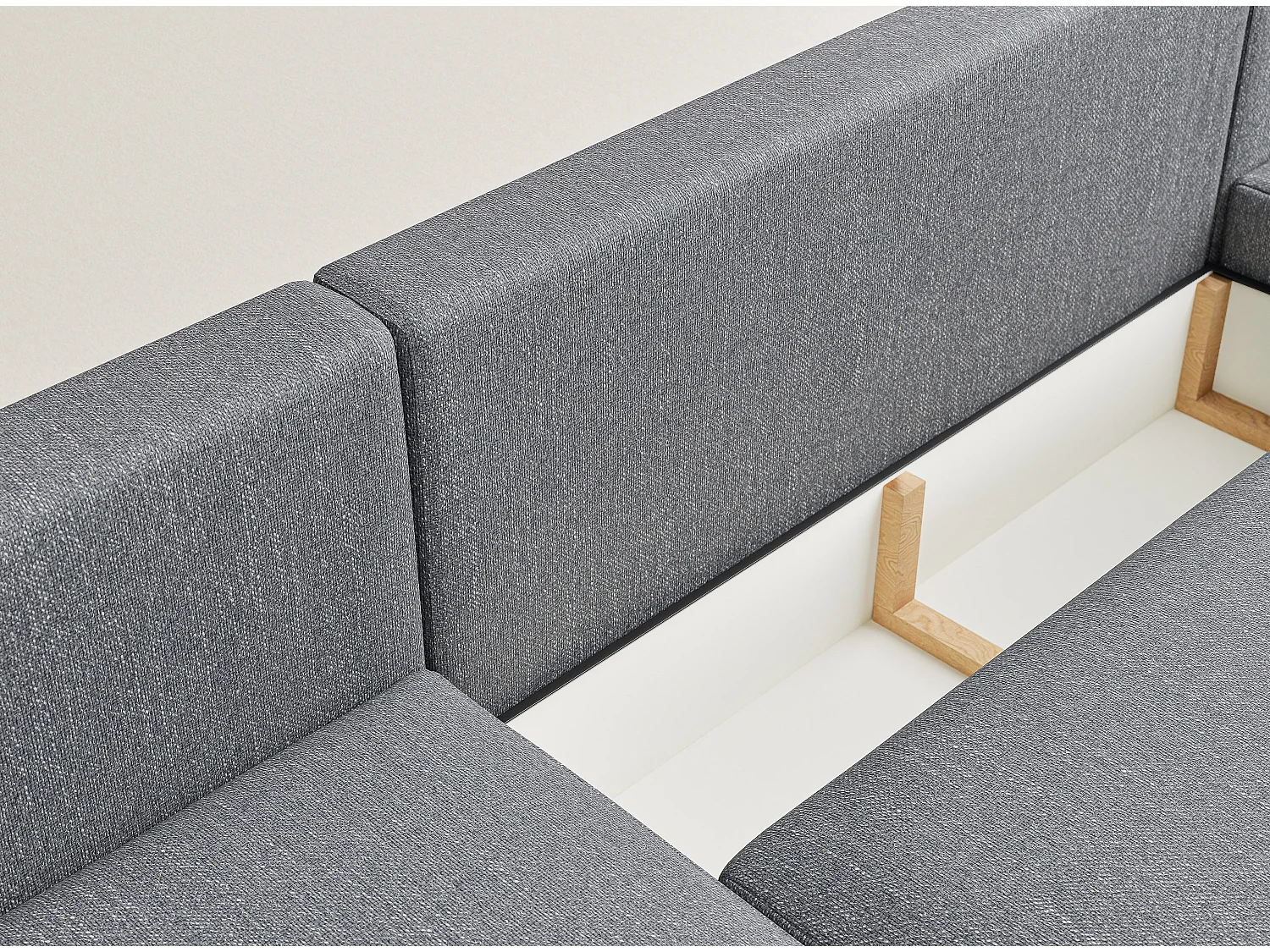 Canapé panoramique convertible Numba im tissu tresse - 6 places - gris