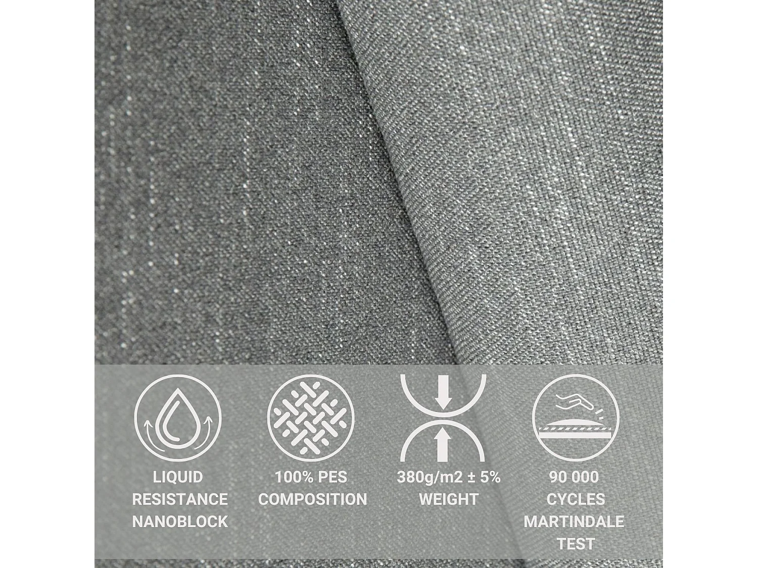 Canapé panoramique convertible Numba im tissu tresse - 6 places - gris