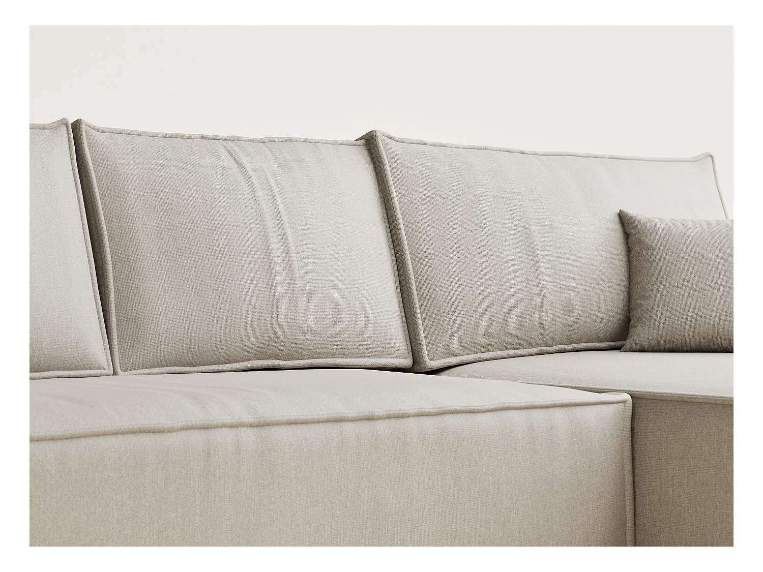 Canapé d'angle convertible Maze im tissu tresse - 5 places - beige