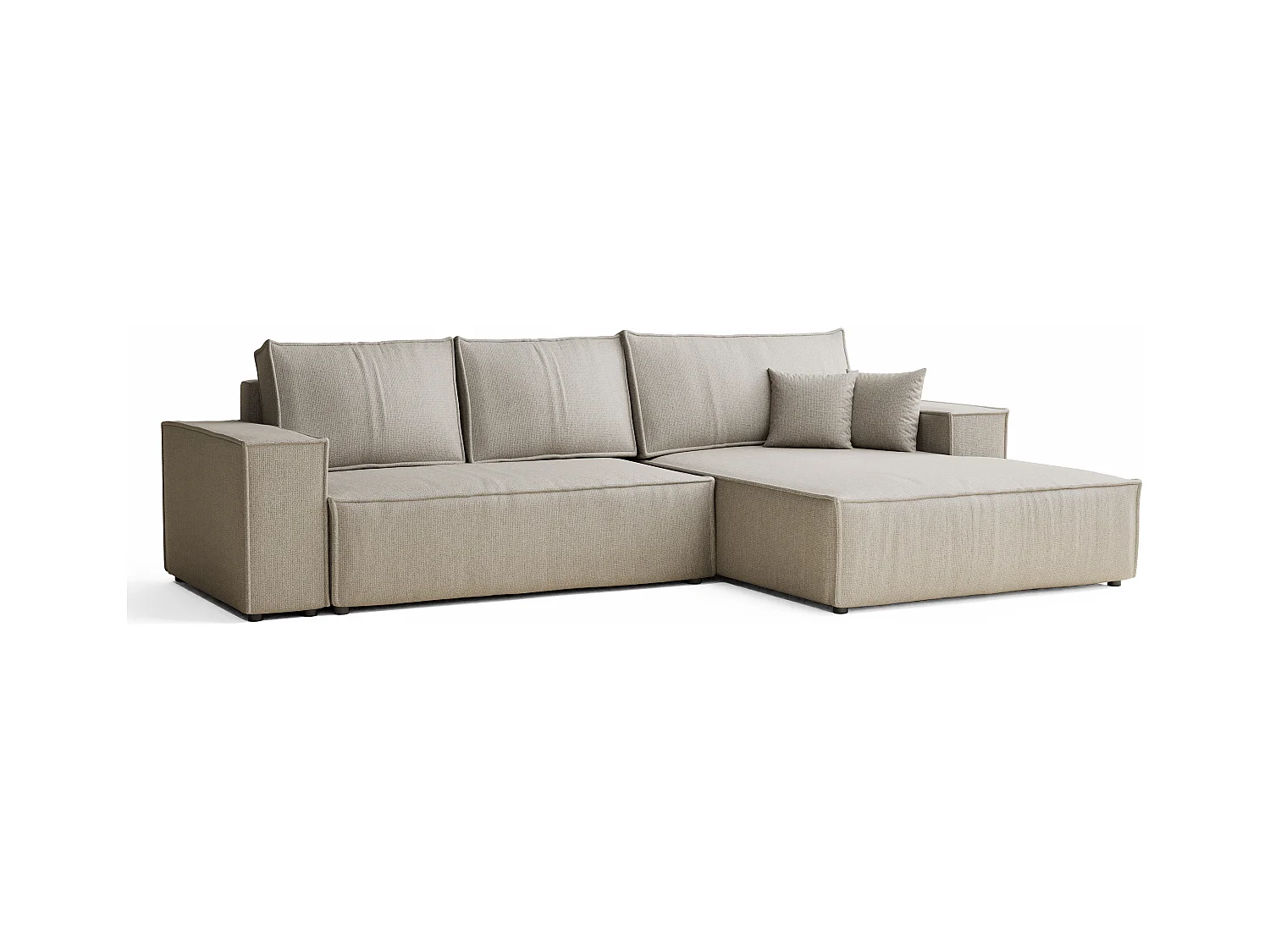 Ecksofa mit Schlaffunktion Maze aus Webstoff - Fünf-Personen - beige