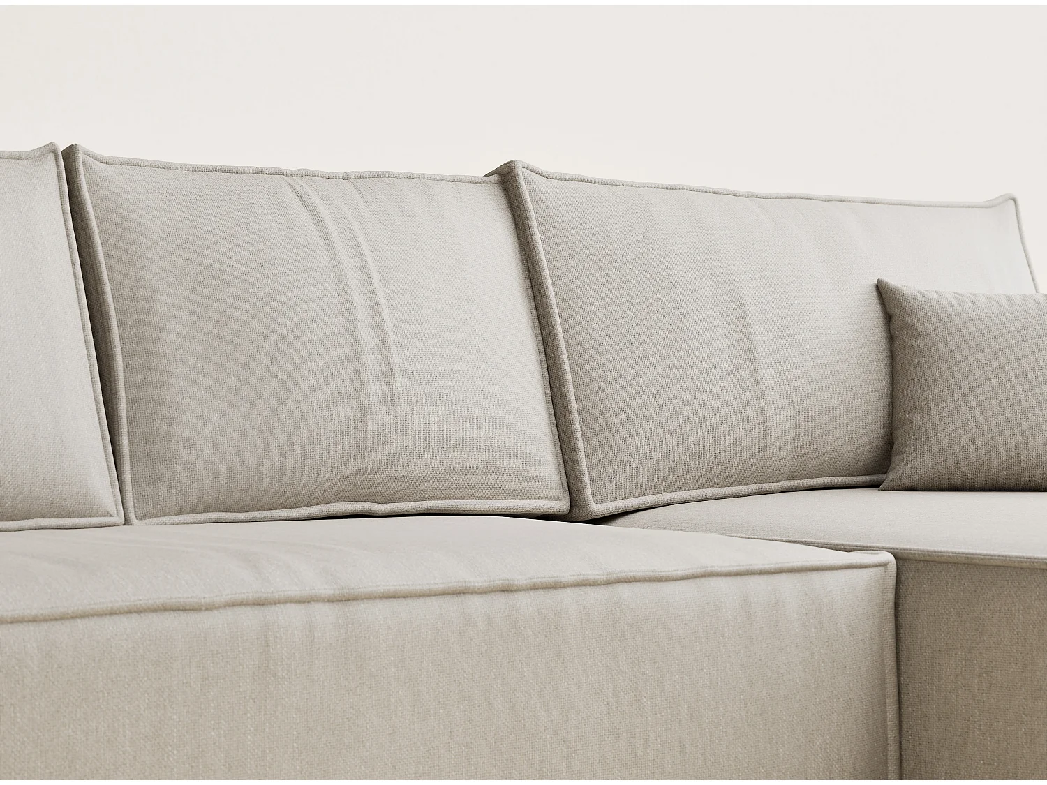 Canapé d'angle convertible Maze im tissu tresse - 5 places - beige