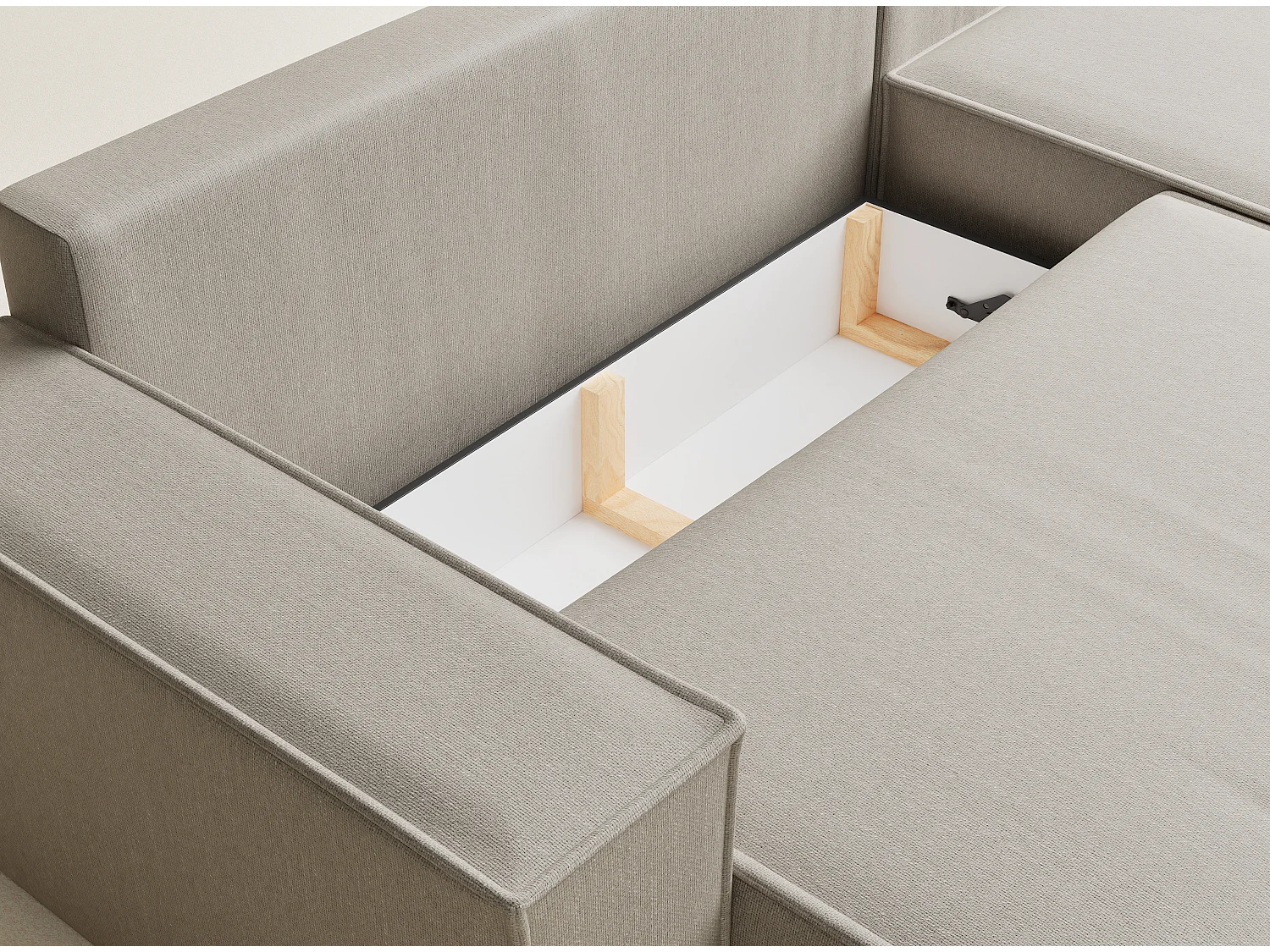 Canapé d'angle convertible Maze im tissu tresse - 5 places - beige