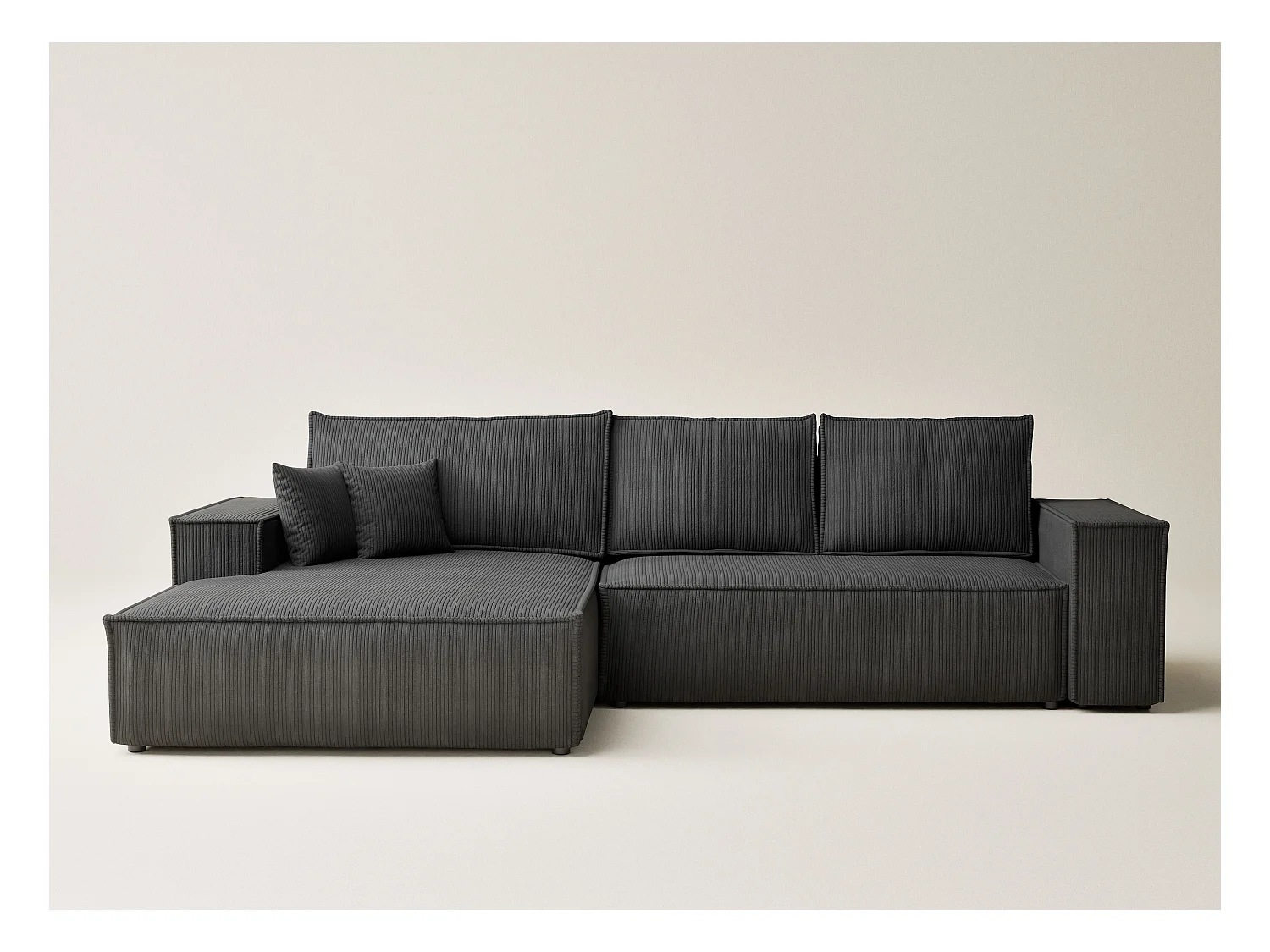 Canapé d'angle convertible Maze im tissu tresse - 5 places - anthracite