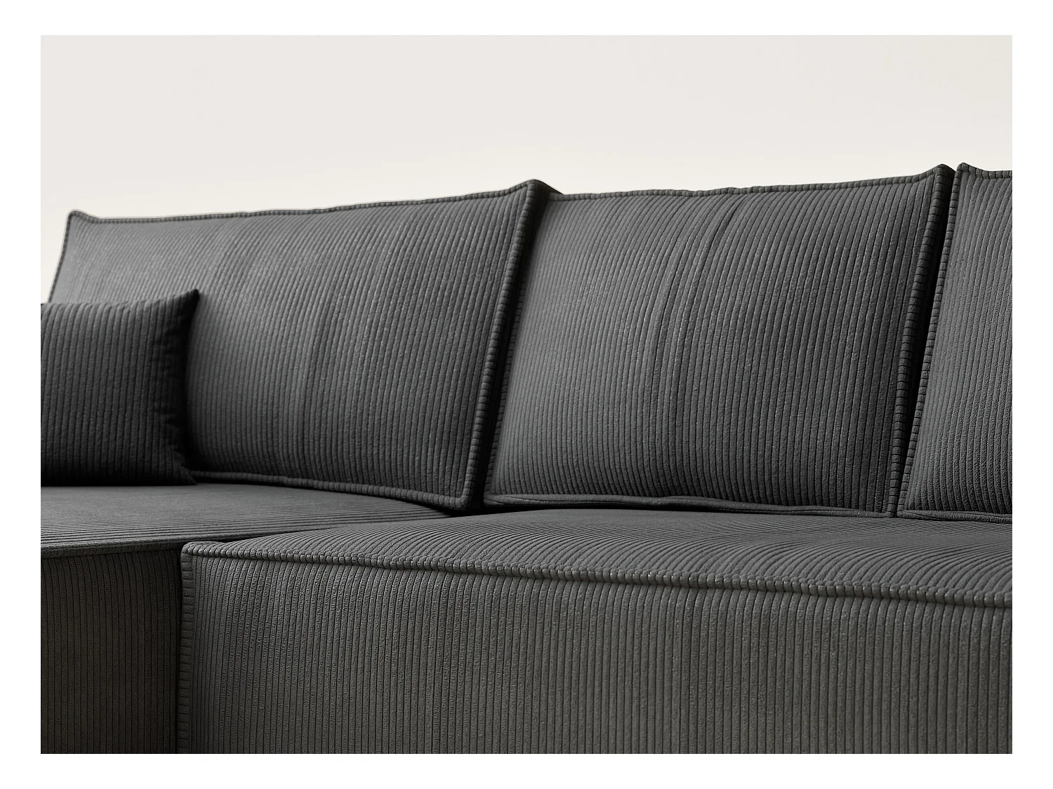 Canapé d'angle convertible Maze im tissu tresse - 5 places - anthracite