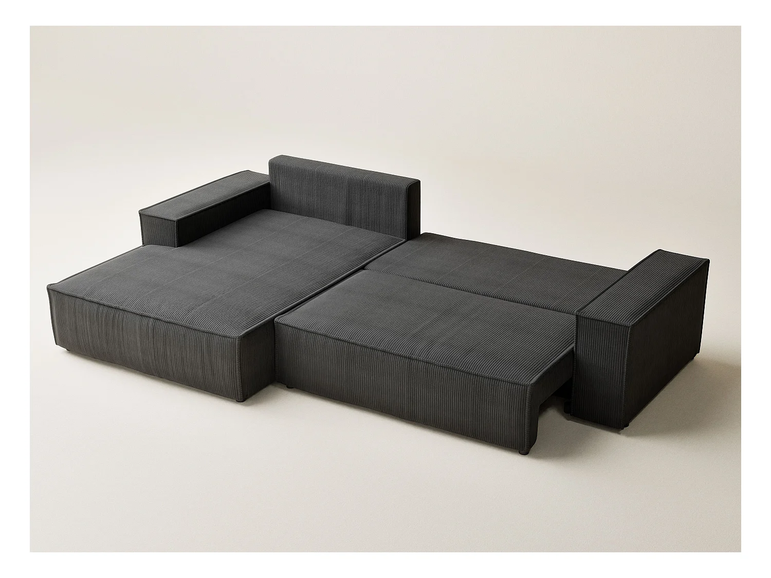 Canapé d'angle convertible Maze im tissu tresse - 5 places - anthracite