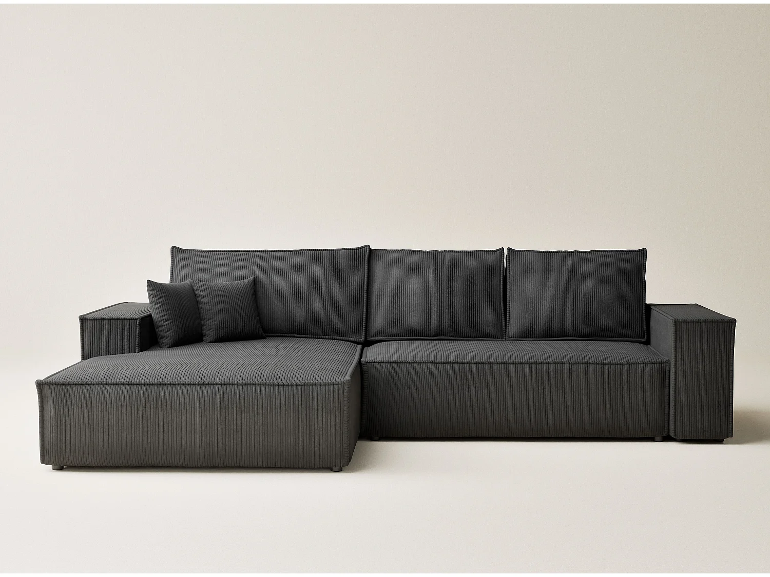 Canapé d'angle convertible Maze im tissu tresse - 5 places - anthracite