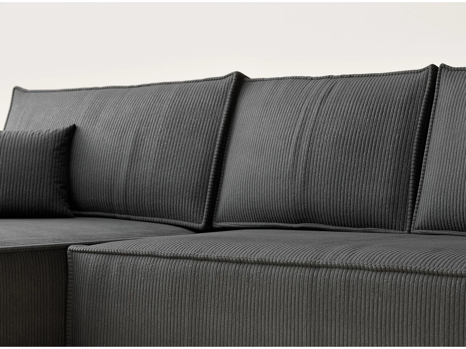 Canapé d'angle convertible Maze im tissu tresse - 5 places - anthracite