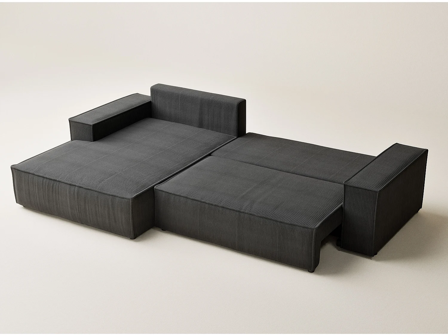 Canapé d'angle convertible Maze im tissu tresse - 5 places - anthracite