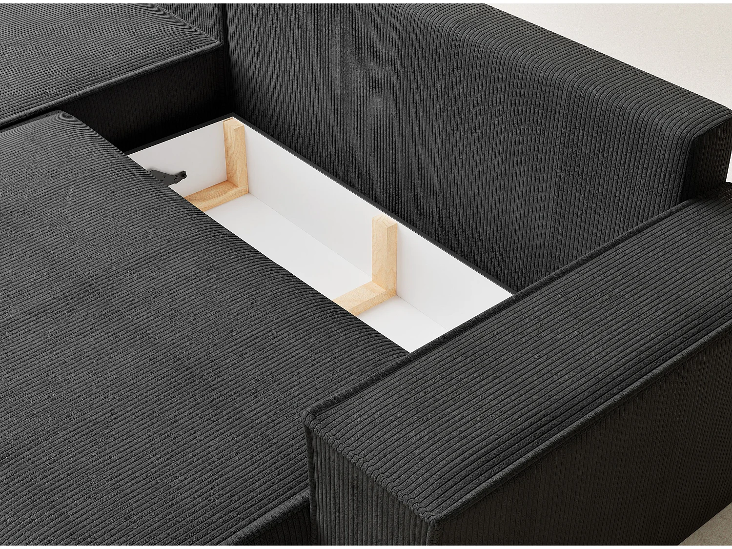 Canapé d'angle convertible Maze im tissu tresse - 5 places - anthracite