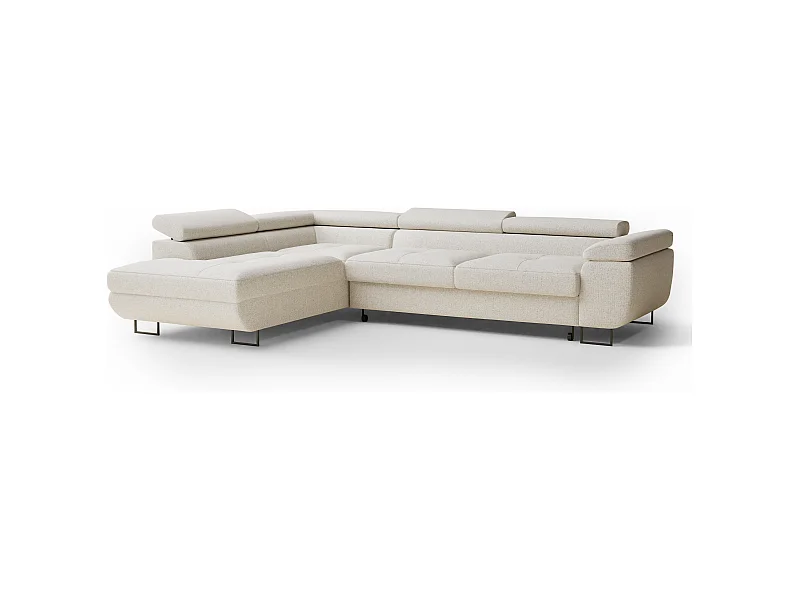 Ecksofa mit Schlaffunktion Concord aus Webstoff - Vier-Personen - creme