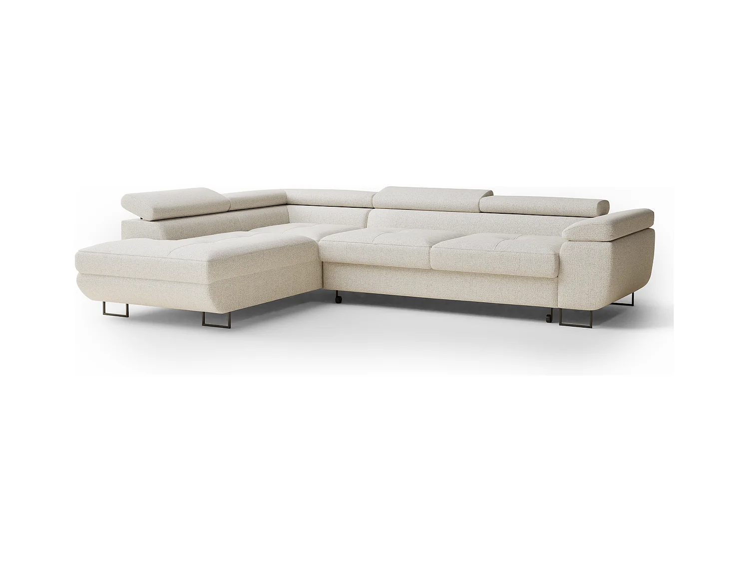Ecksofa mit Schlaffunktion Concord aus Webstoff - Vier-Personen - creme