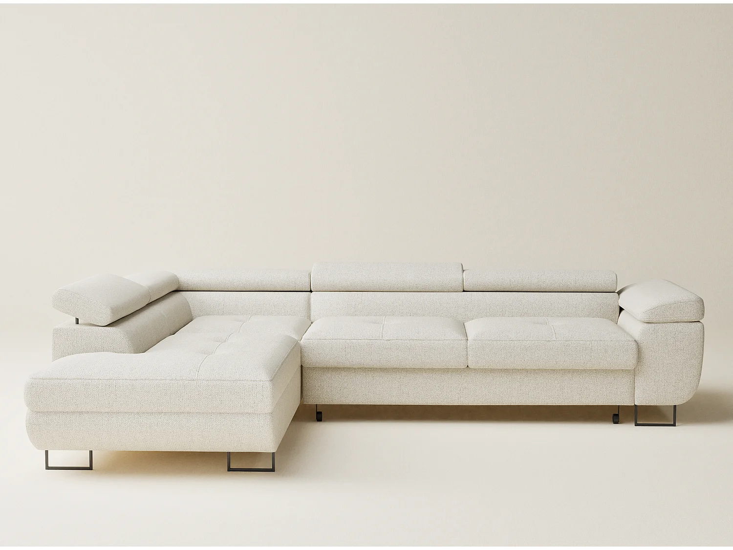 Canapé d'angle convertible Concord im tissu tresse - 5 places - creme