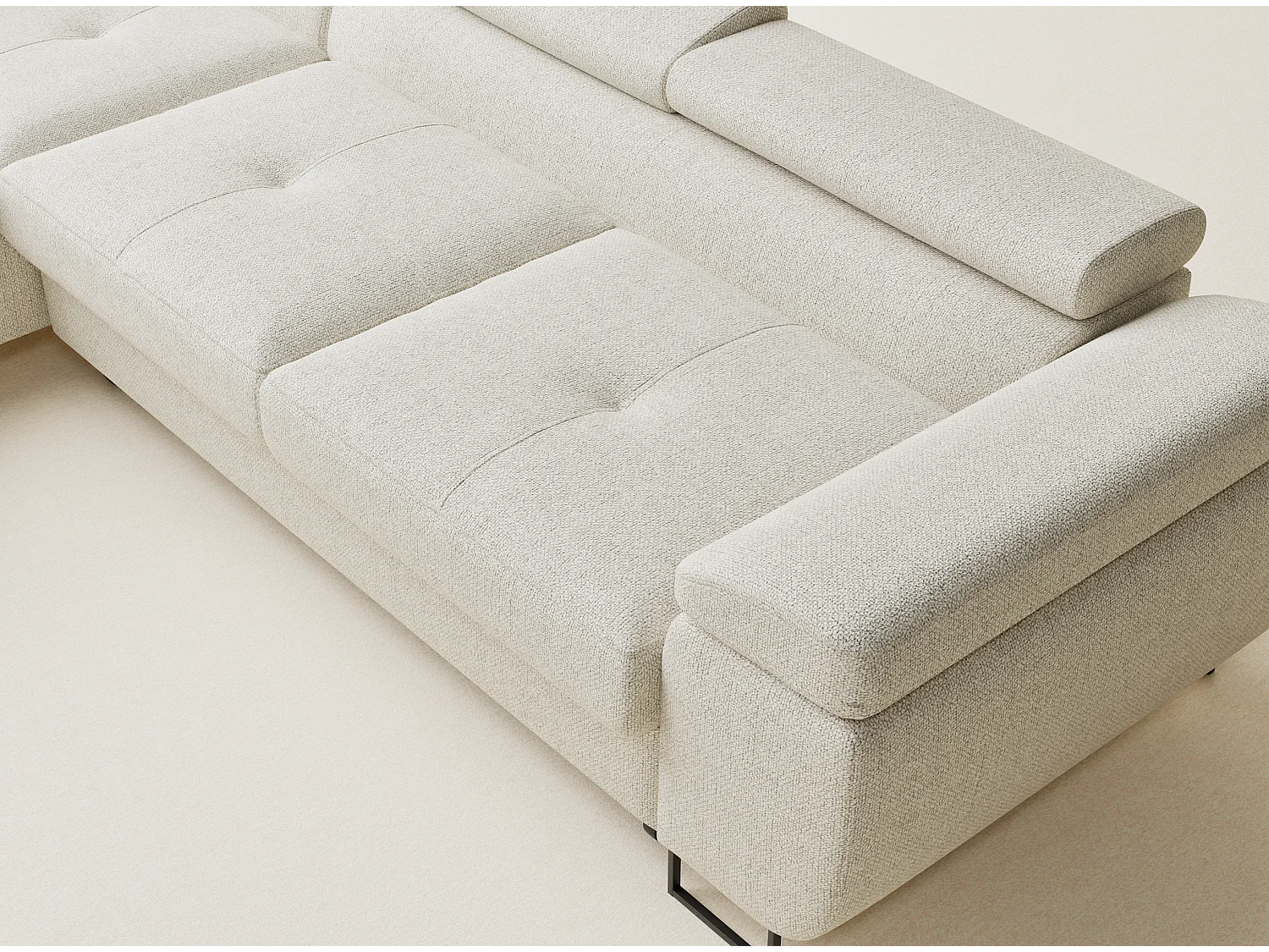 Canapé d'angle convertible Concord im tissu tresse - 5 places - creme