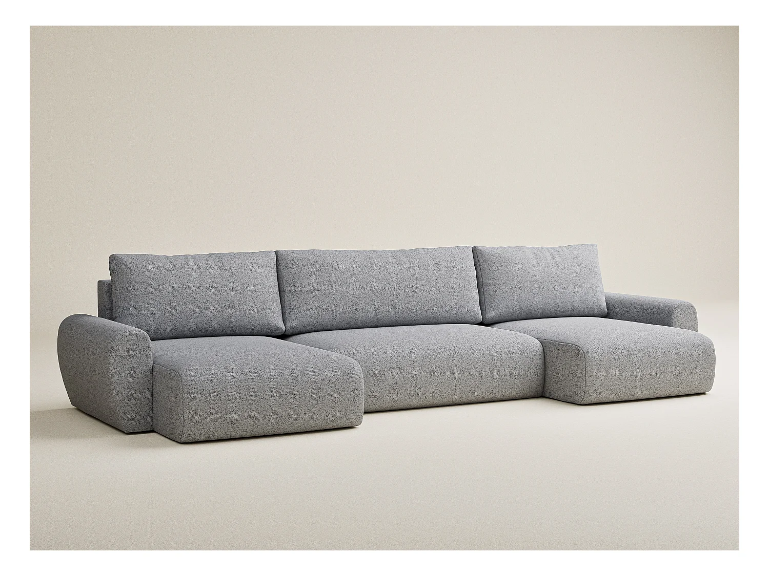 Panoramasofa mit Schlaffunktion Numba aus Webstoff - Sechs-Personen - hellgrau