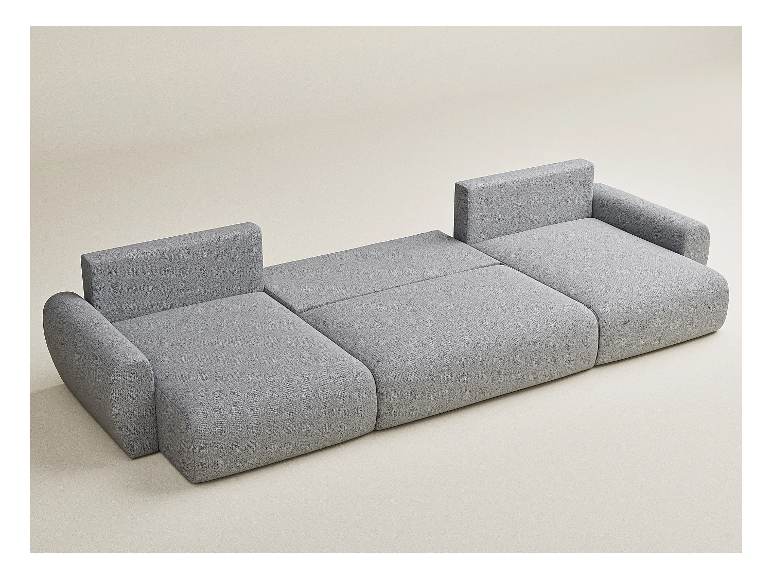 Panoramasofa mit Schlaffunktion Numba aus Webstoff - Sechs-Personen - hellgrau