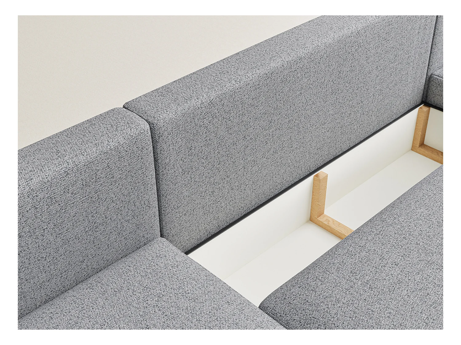 Panoramasofa mit Schlaffunktion Numba aus Webstoff - Sechs-Personen - hellgrau