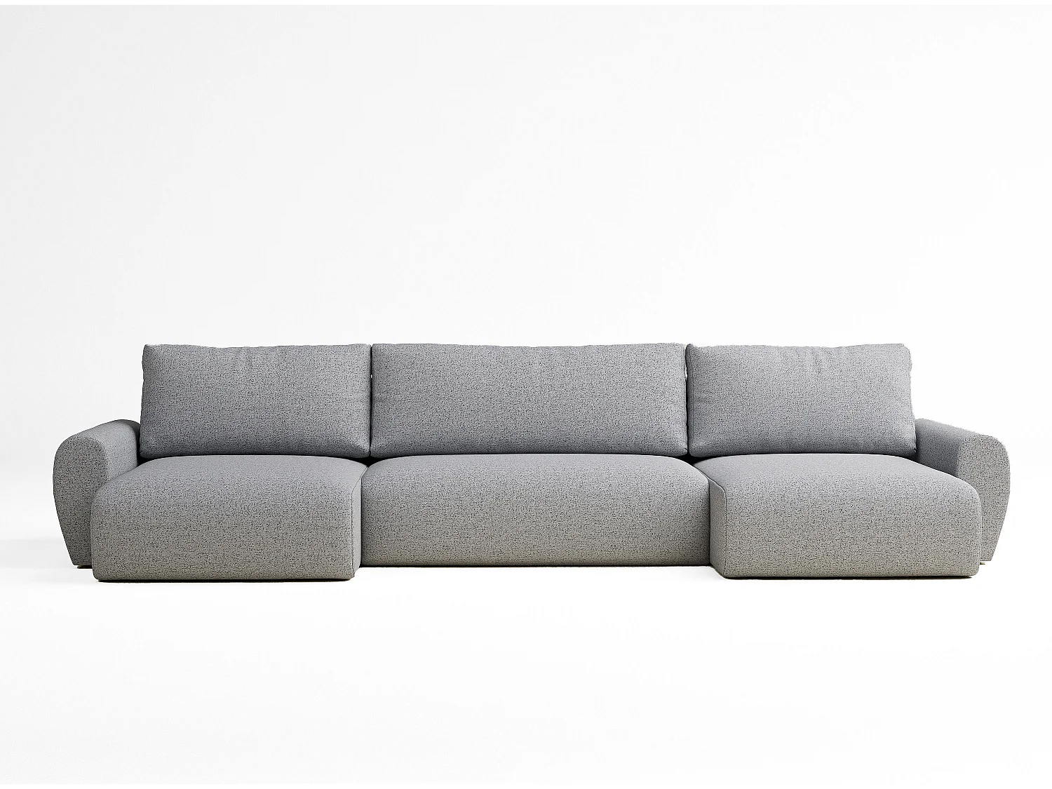 Canapé panoramique convertible Numba im tissu tresse - 6 places - gris clair