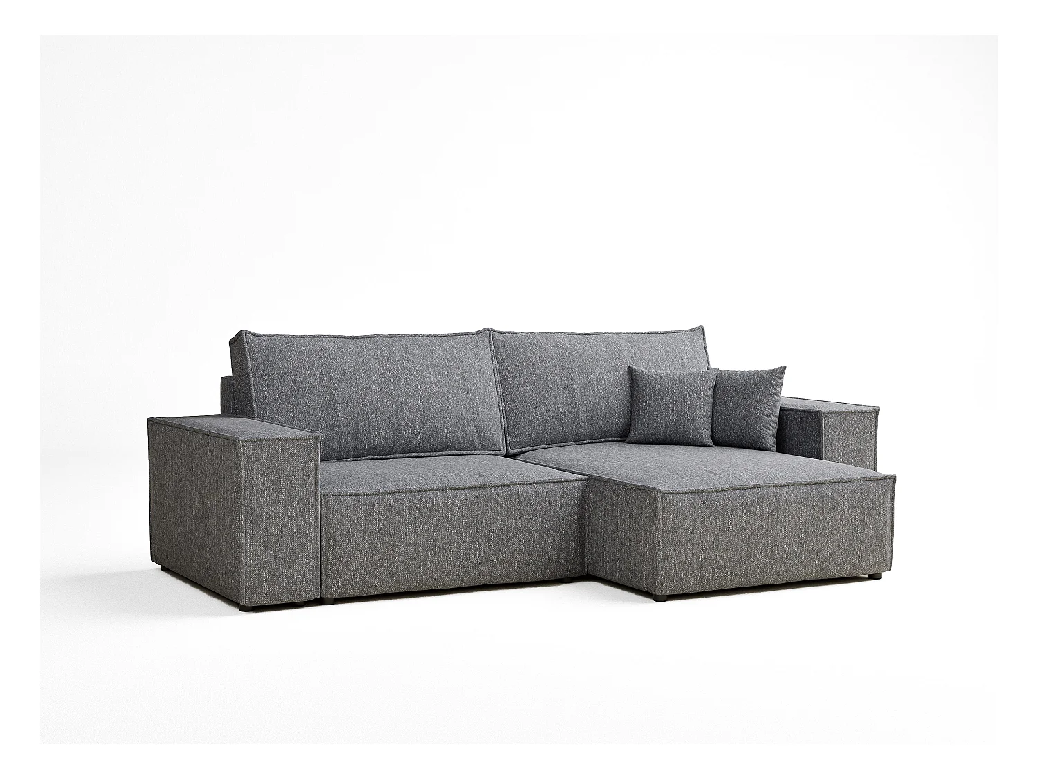 Canapé d'angle convertible Zaya im tissu tresse - 3 places - gris