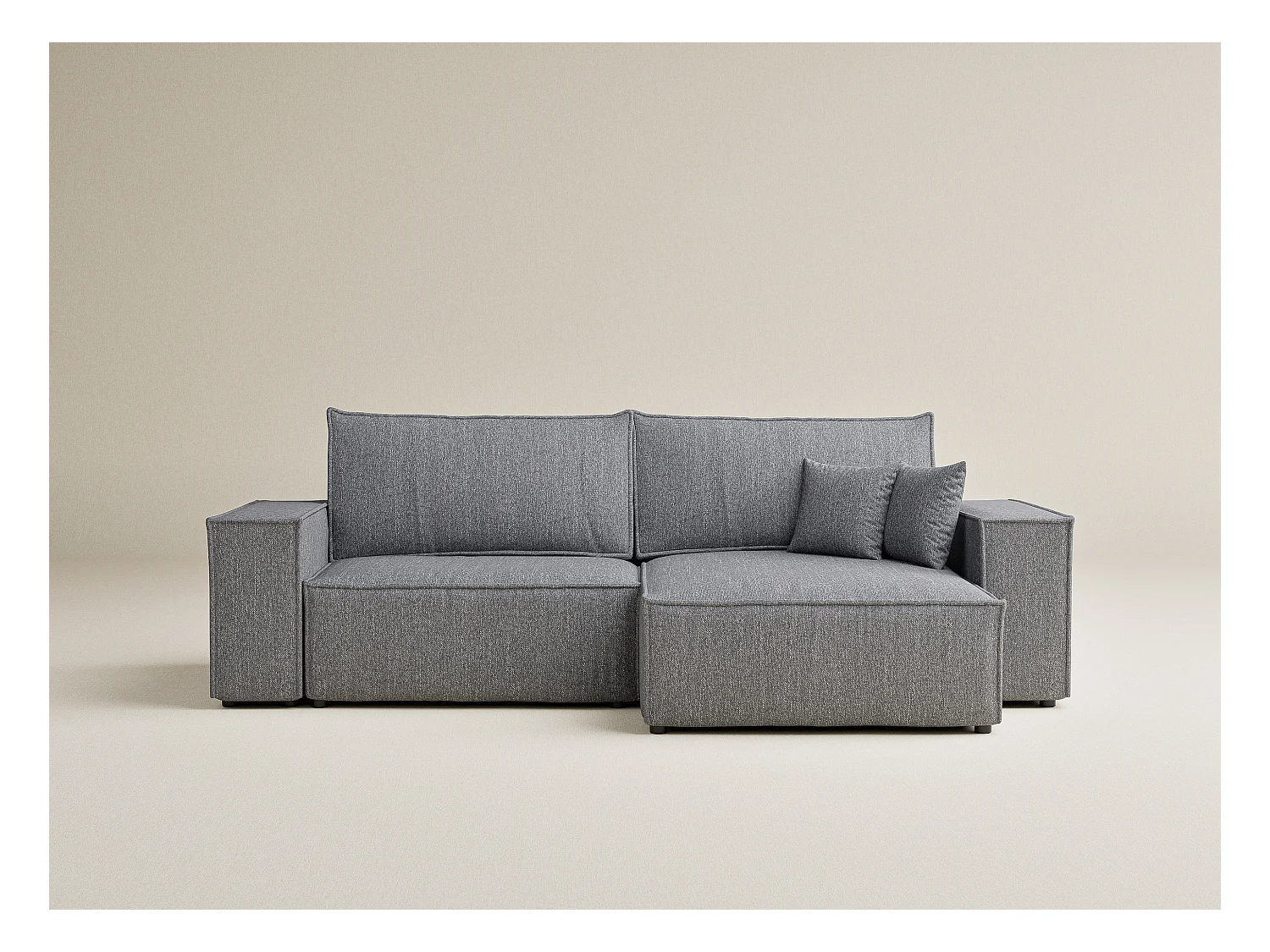 Canapé d'angle convertible Zaya im tissu tresse - 3 places - gris