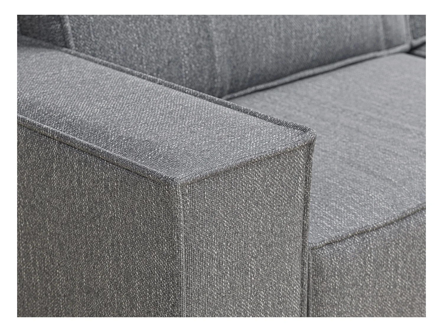 Canapé d'angle convertible Zaya im tissu tresse - 3 places - gris