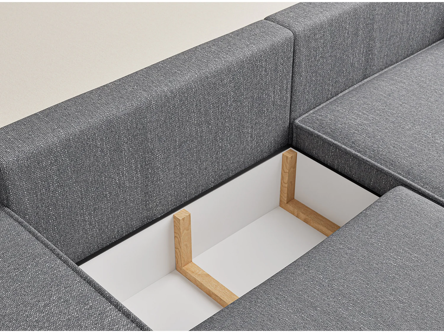 Ecksofa mit Schlaffunktion Zaya aus Webstoff - Drei-Personen - grau