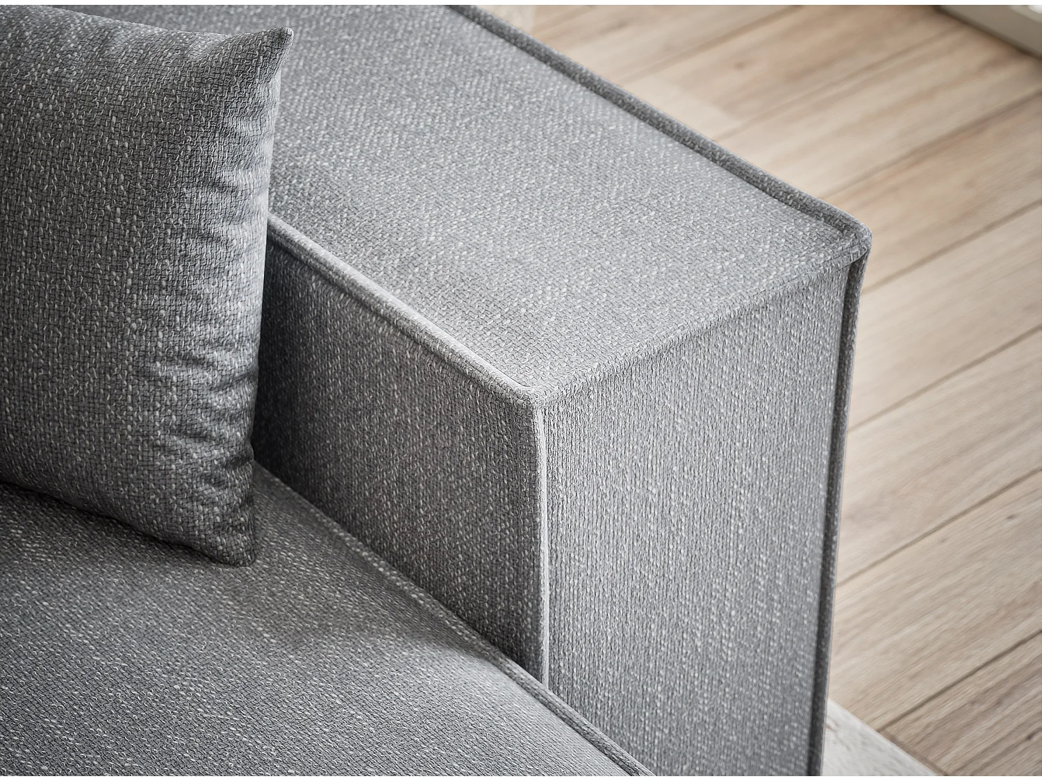 Ecksofa mit Schlaffunktion Zaya aus Webstoff - Drei-Personen - grau