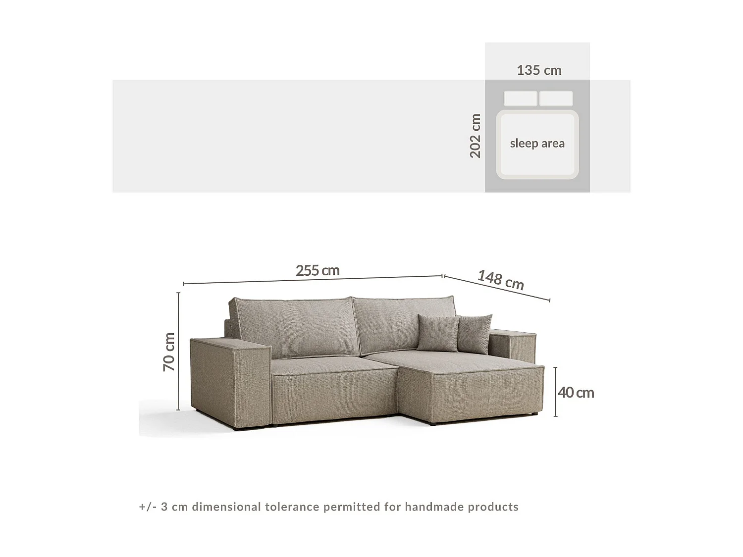 Ecksofa mit Schlaffunktion Zaya aus Webstoff - Drei-Personen - grau