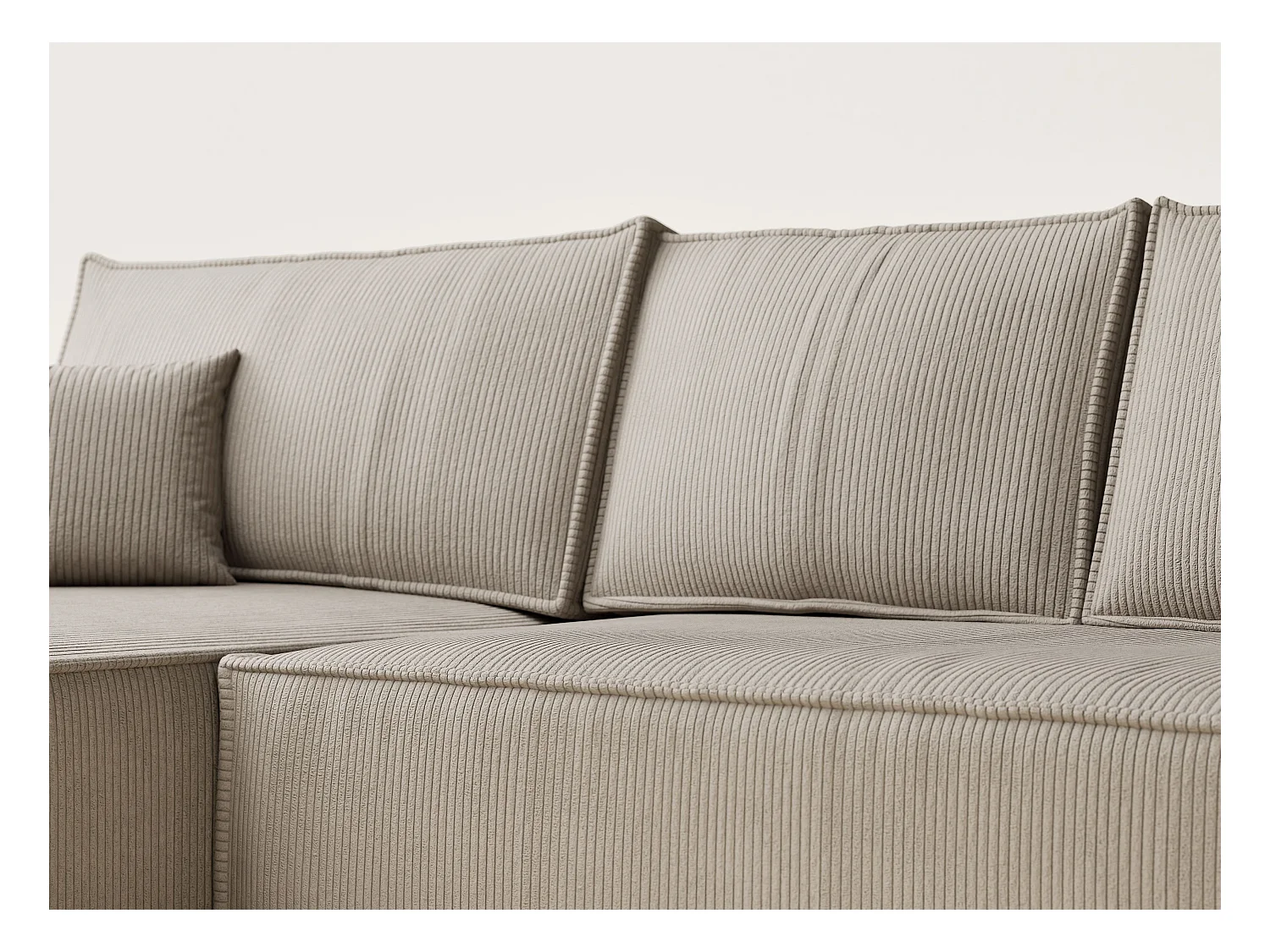 Canapé d'angle convertible Maze im tissu tresse - 5 places - beige