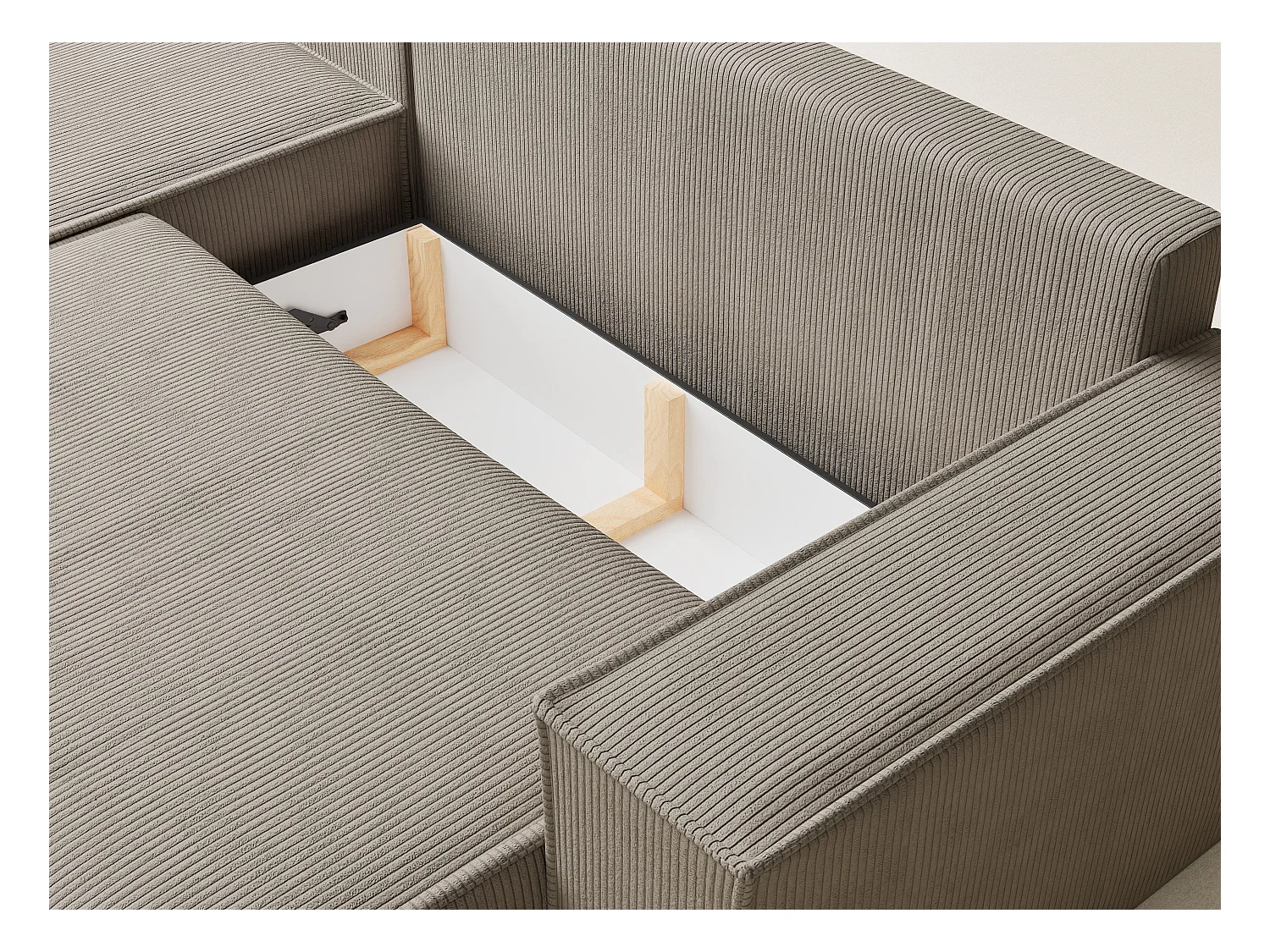 Canapé d'angle convertible Maze im tissu tresse - 5 places - beige