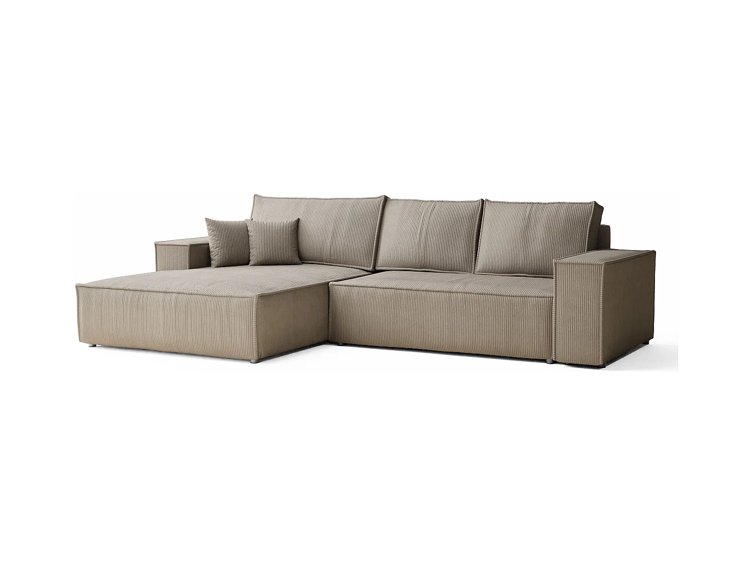 Canapé d'angle convertible Maze im tissu tresse - 5 places - beige
