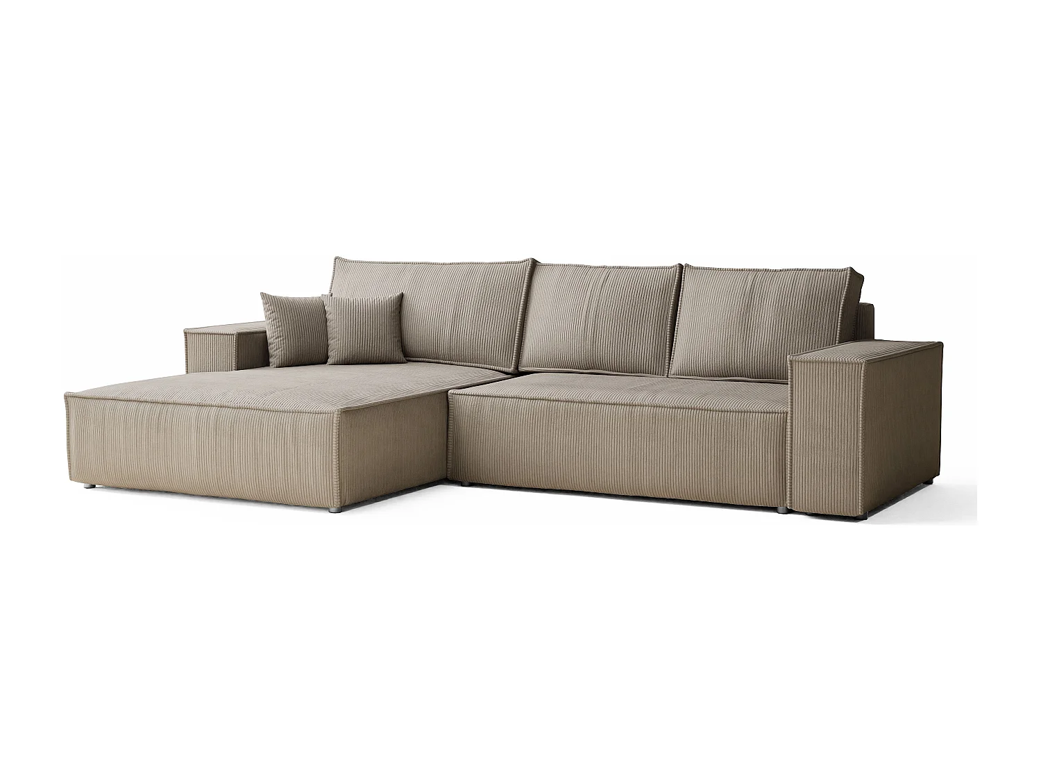 Canapé d'angle convertible Maze im tissu tresse - 5 places - beige