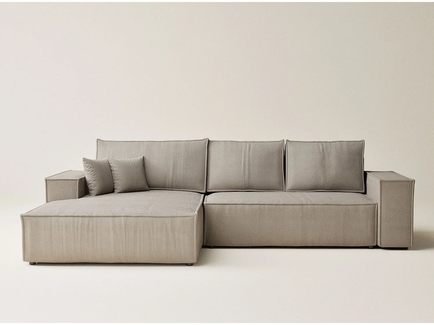 Canapé d'angle convertible Maze im tissu tresse - 5 places - beige