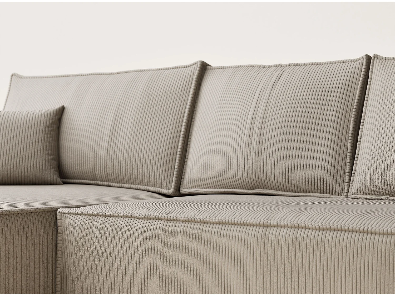 Canapé d'angle convertible Maze im tissu tresse - 5 places - beige