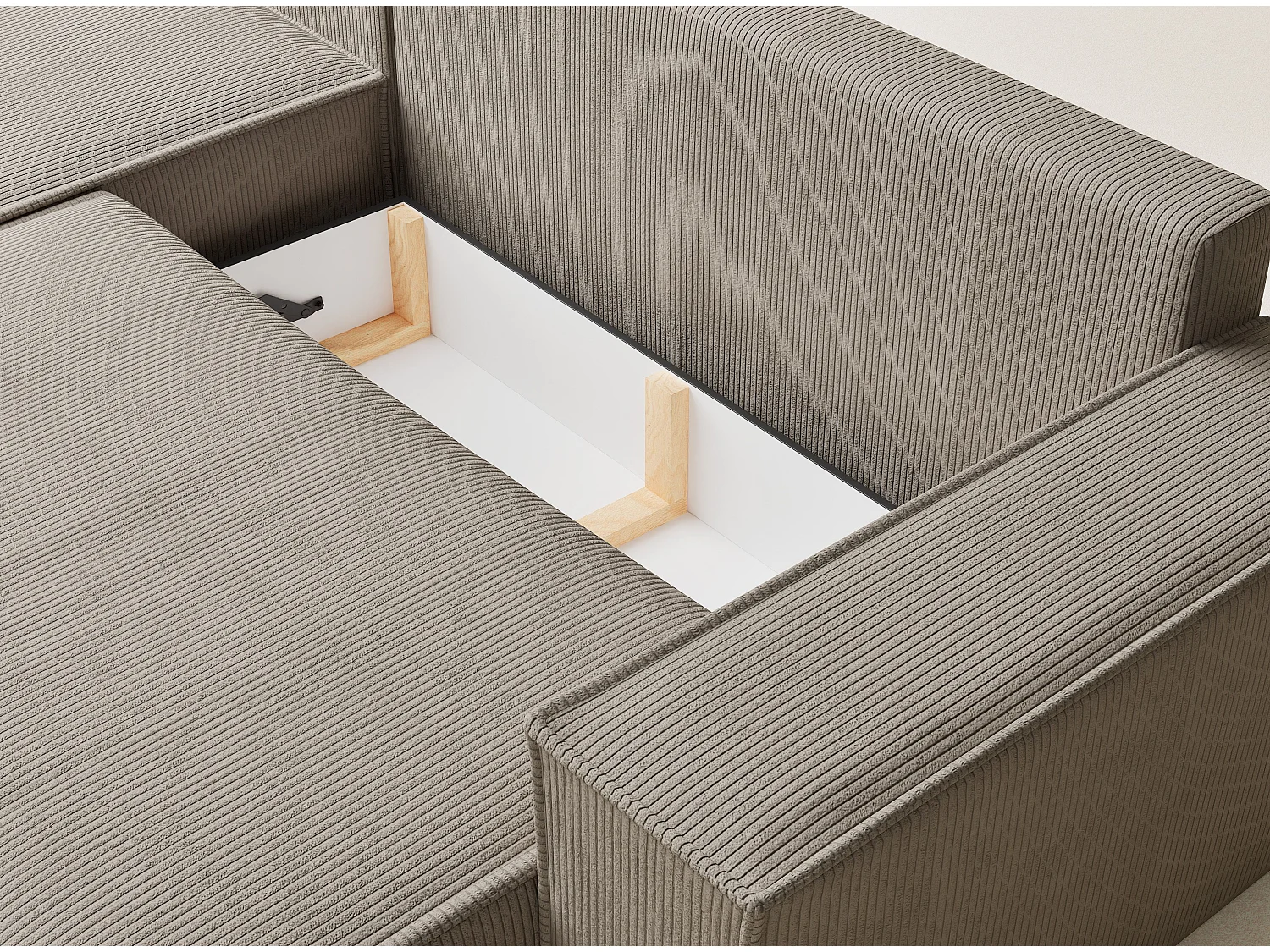 Canapé d'angle convertible Maze im tissu tresse - 5 places - beige