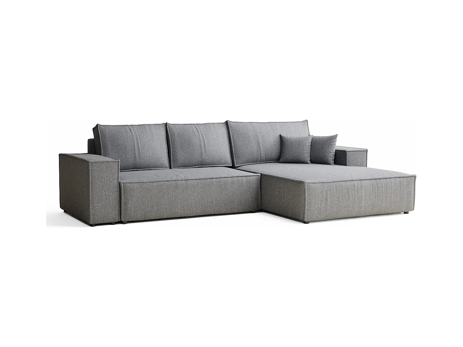 Canapé d'angle convertible Maze im tissu tresse - 5 places - gris