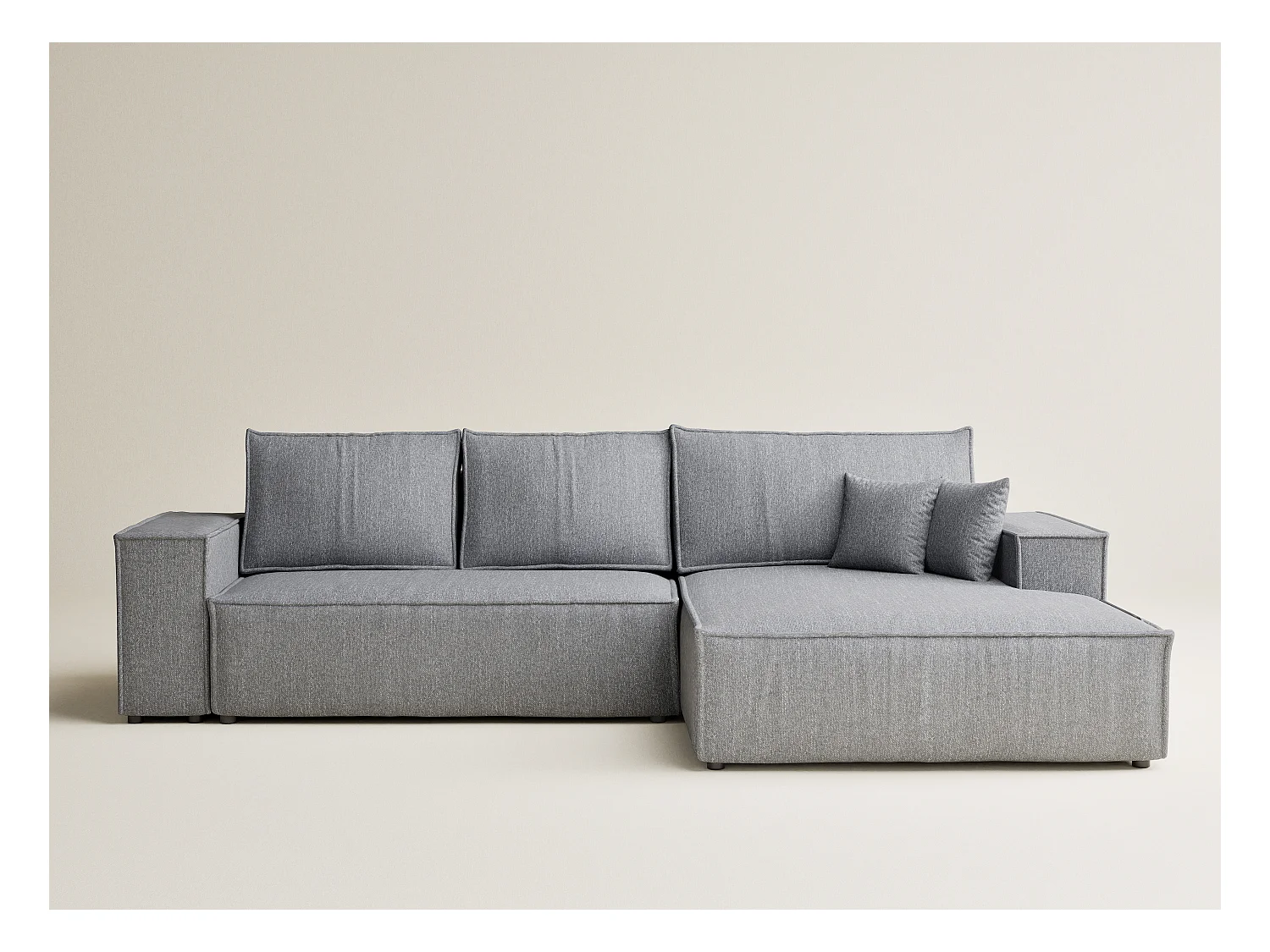 Canapé d'angle convertible Maze im tissu tresse - 5 places - gris