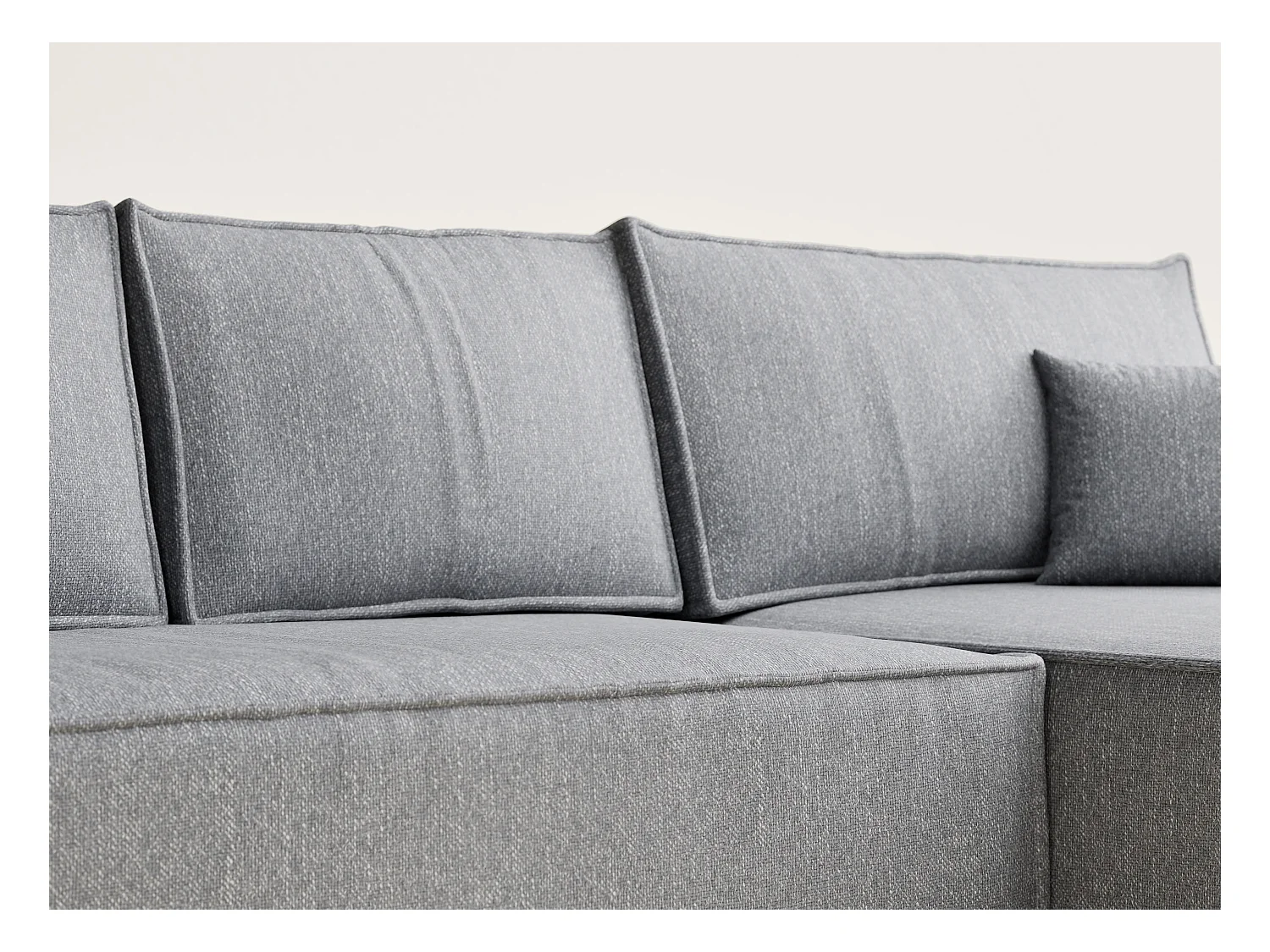 Canapé d'angle convertible Maze im tissu tresse - 5 places - gris