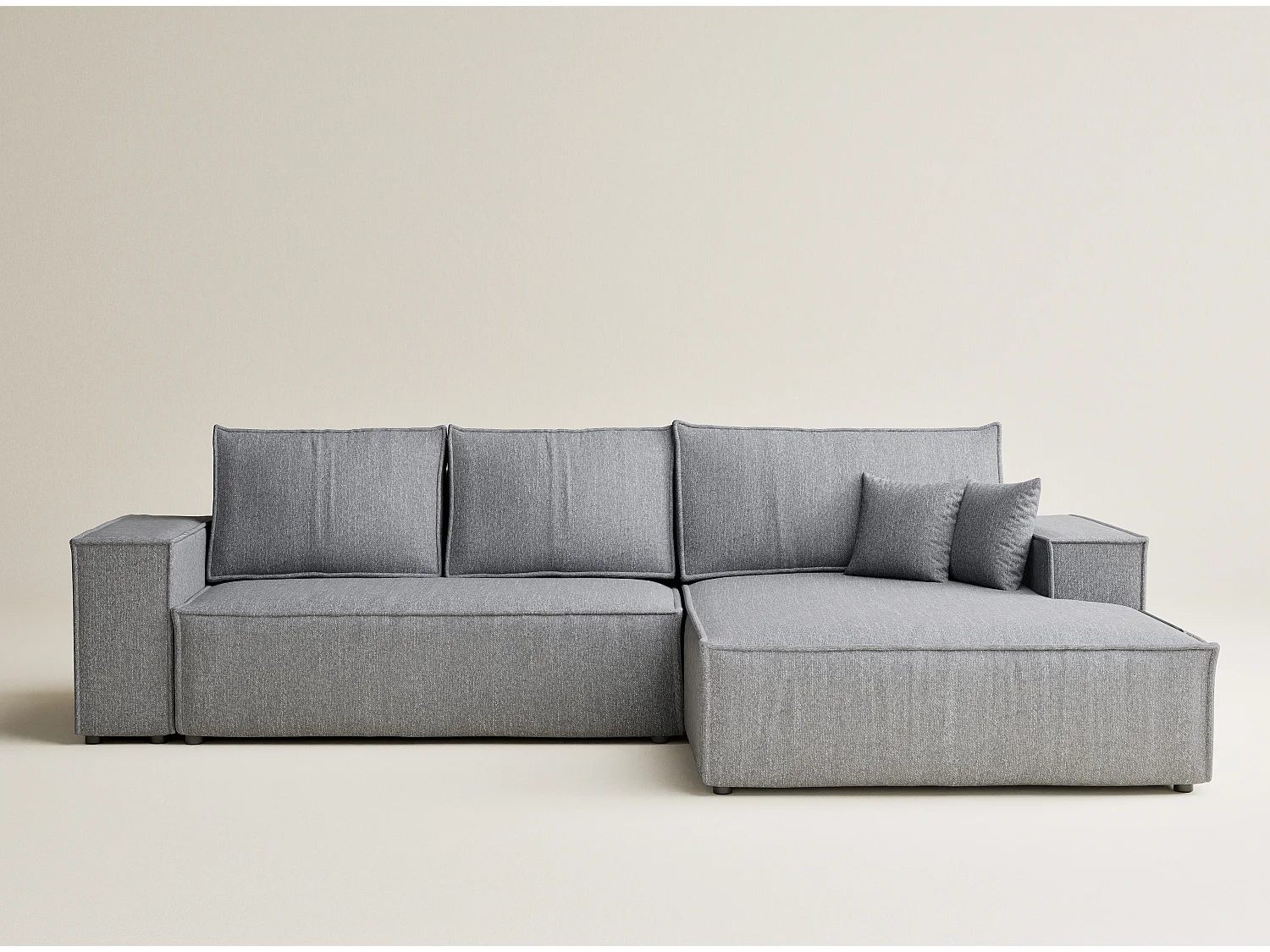 Canapé d'angle convertible Maze im tissu tresse - 5 places - gris