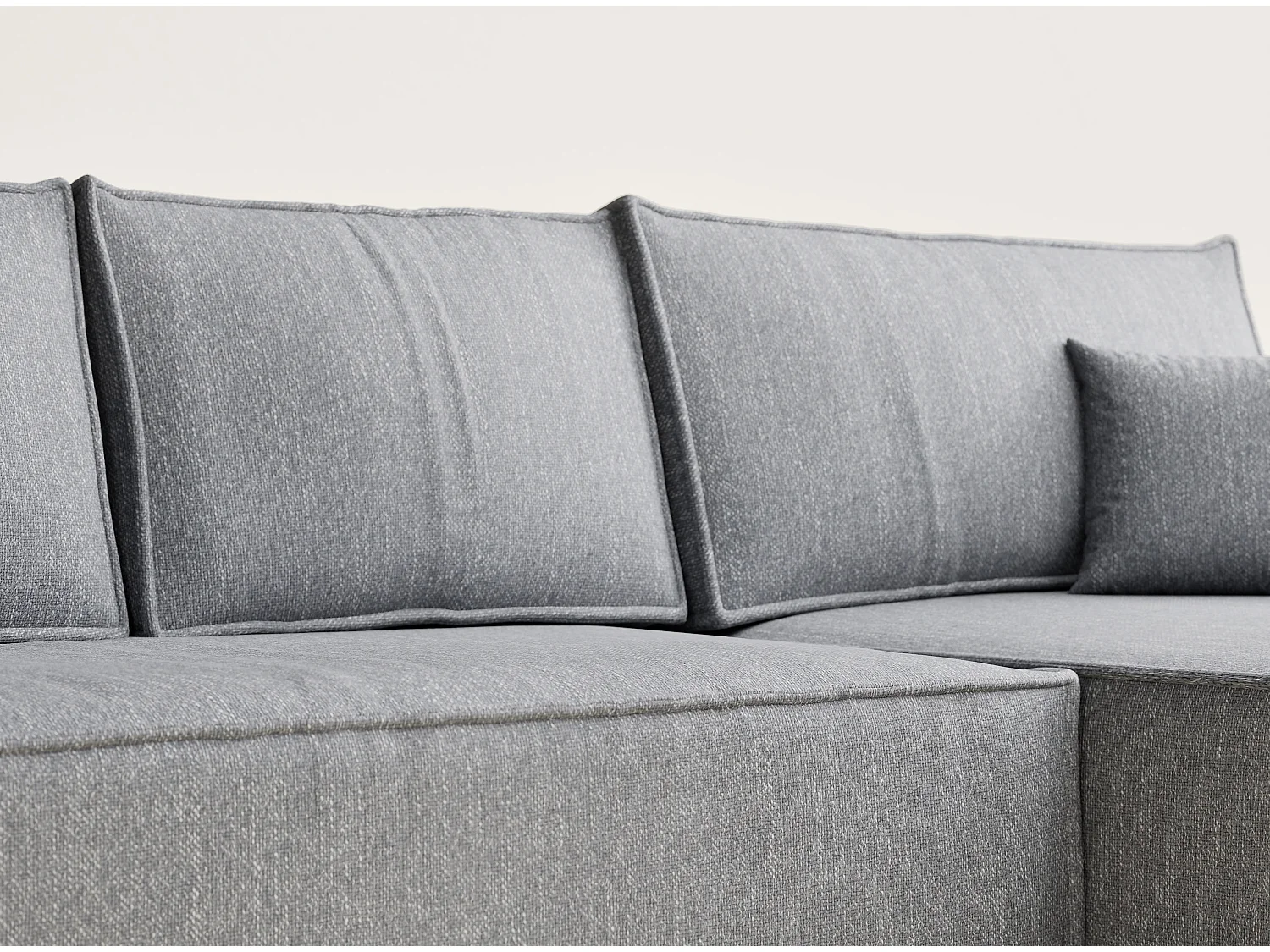 Canapé d'angle convertible Maze im tissu tresse - 5 places - gris