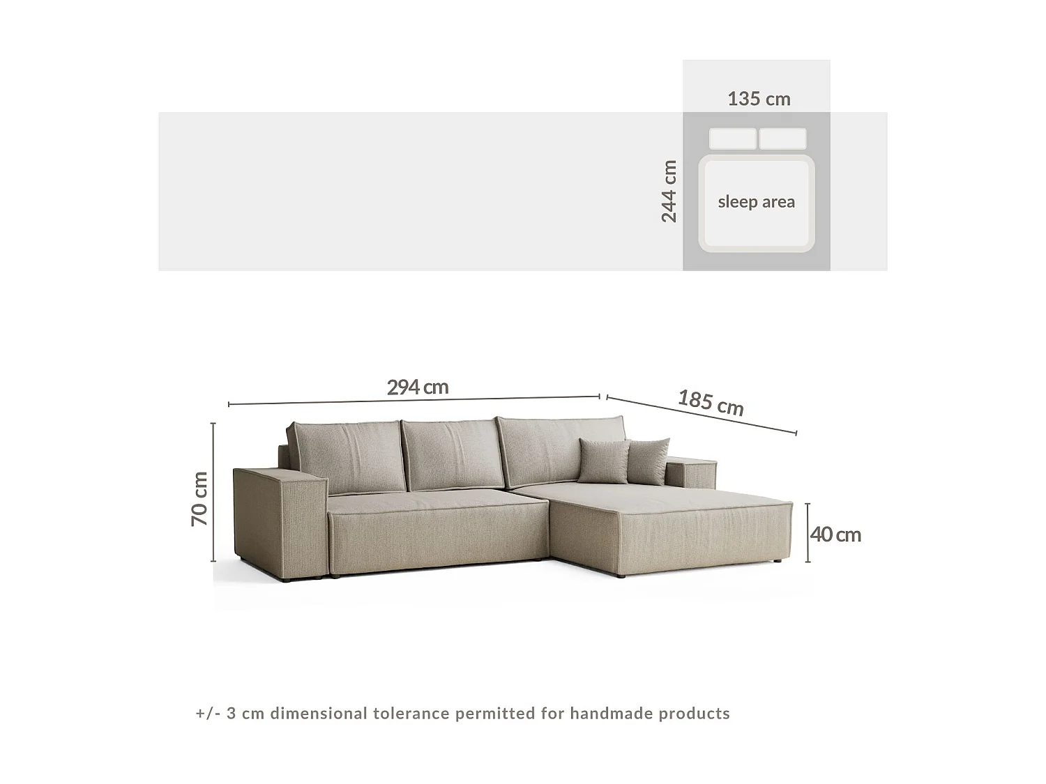 Canapé d'angle convertible Maze im tissu tresse - 5 places - gris