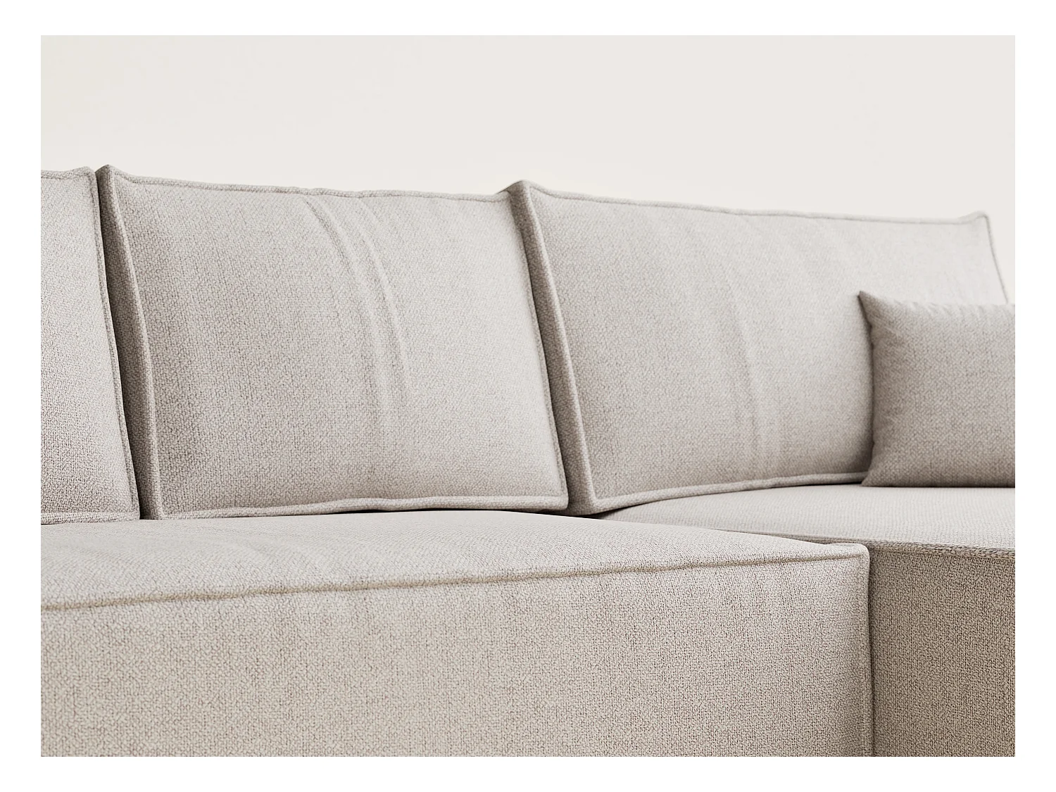 Canapé d'angle convertible Maze im tissu tresse - 5 places - beige clair