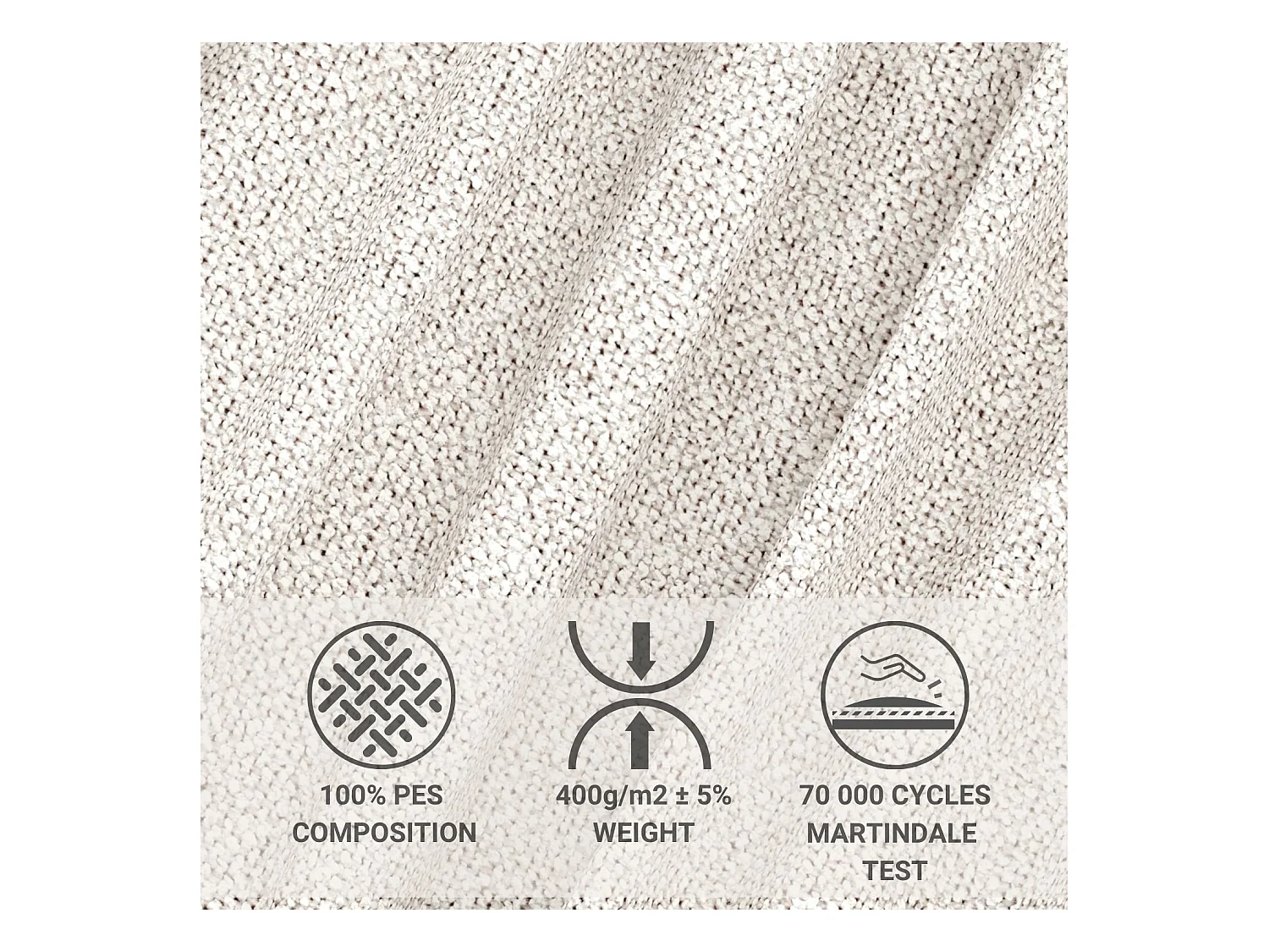 Canapé d'angle convertible Maze im tissu tresse - 5 places - beige clair
