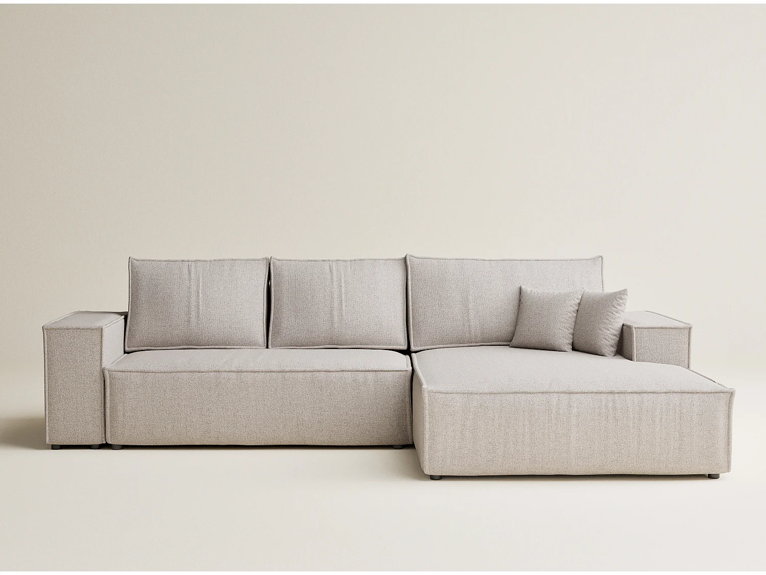 Ecksofa mit Schlaffunktion Maze aus Webstoff - Fünf-Personen - hellbeige