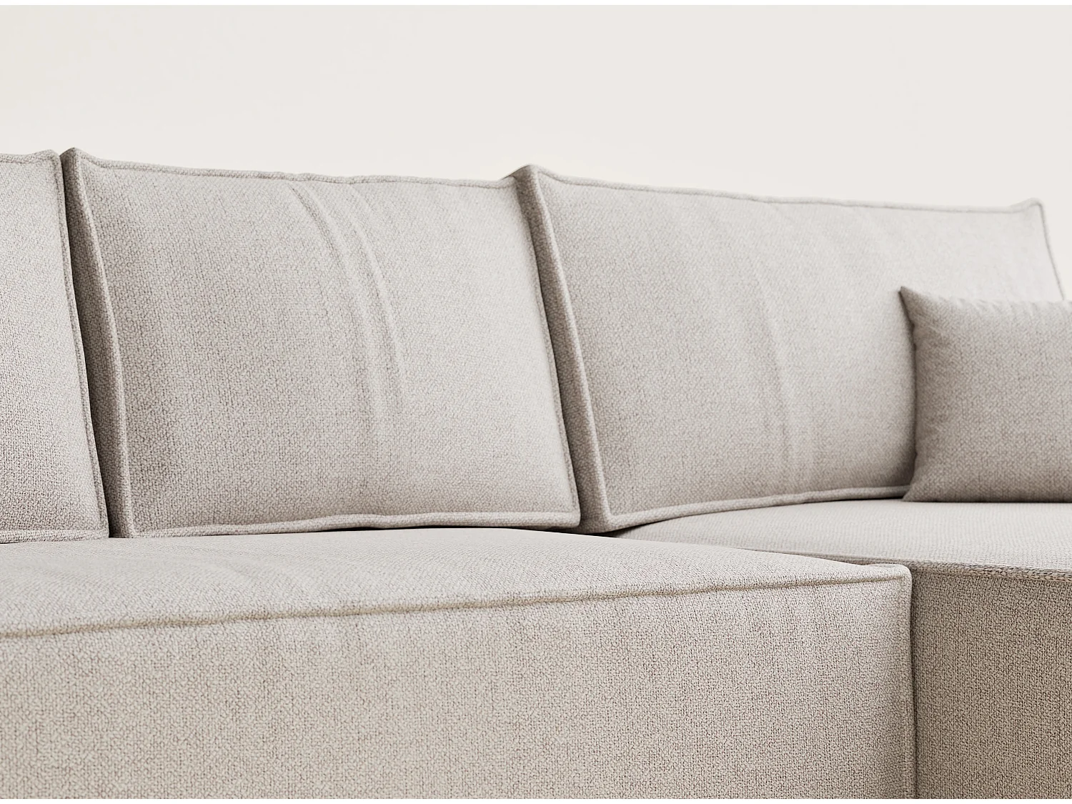 Ecksofa mit Schlaffunktion Maze aus Webstoff - Fünf-Personen - hellbeige