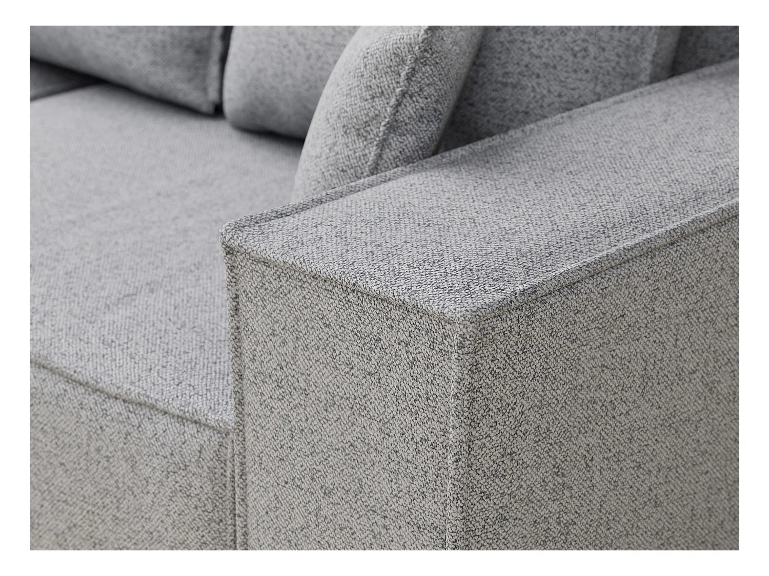 Canapé d'angle convertible Moyo im tissu tresse - 3 places - gris clair