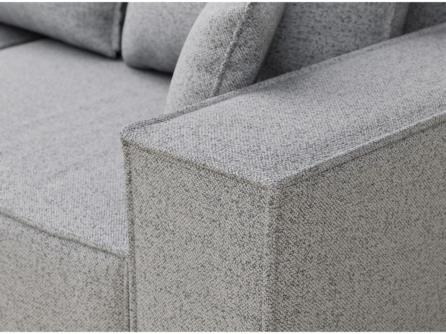 Canapé d'angle convertible Moyo im tissu tresse - 3 places - gris clair