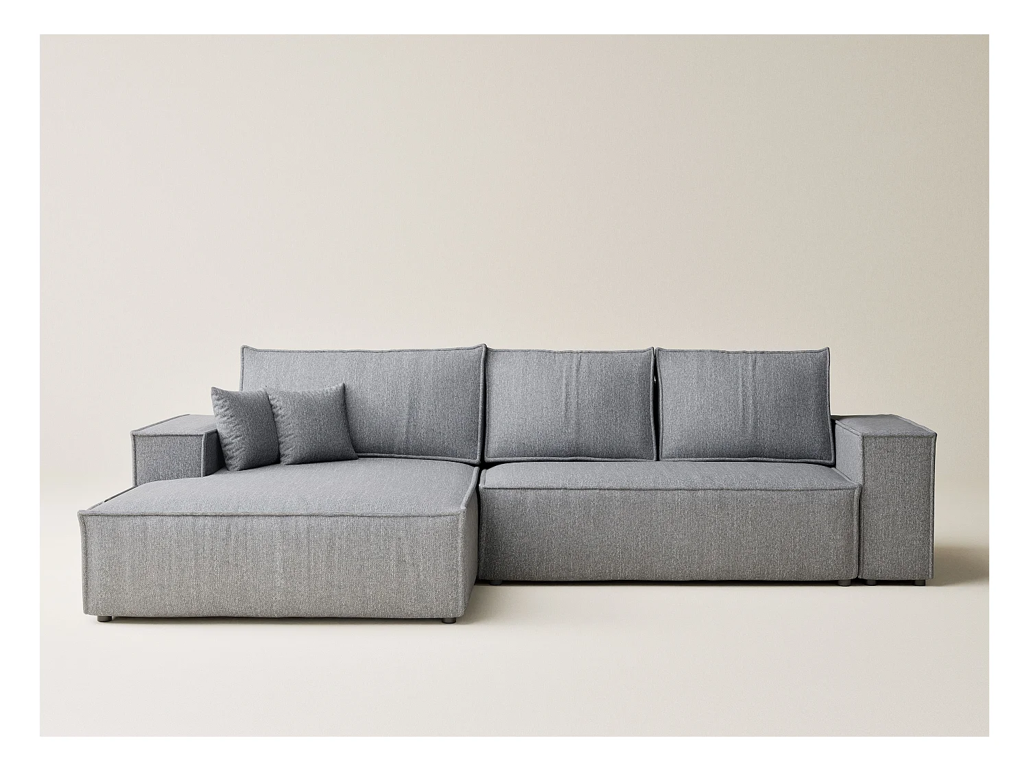 Canapé d'angle convertible Maze im tissu tresse - 5 places - gris