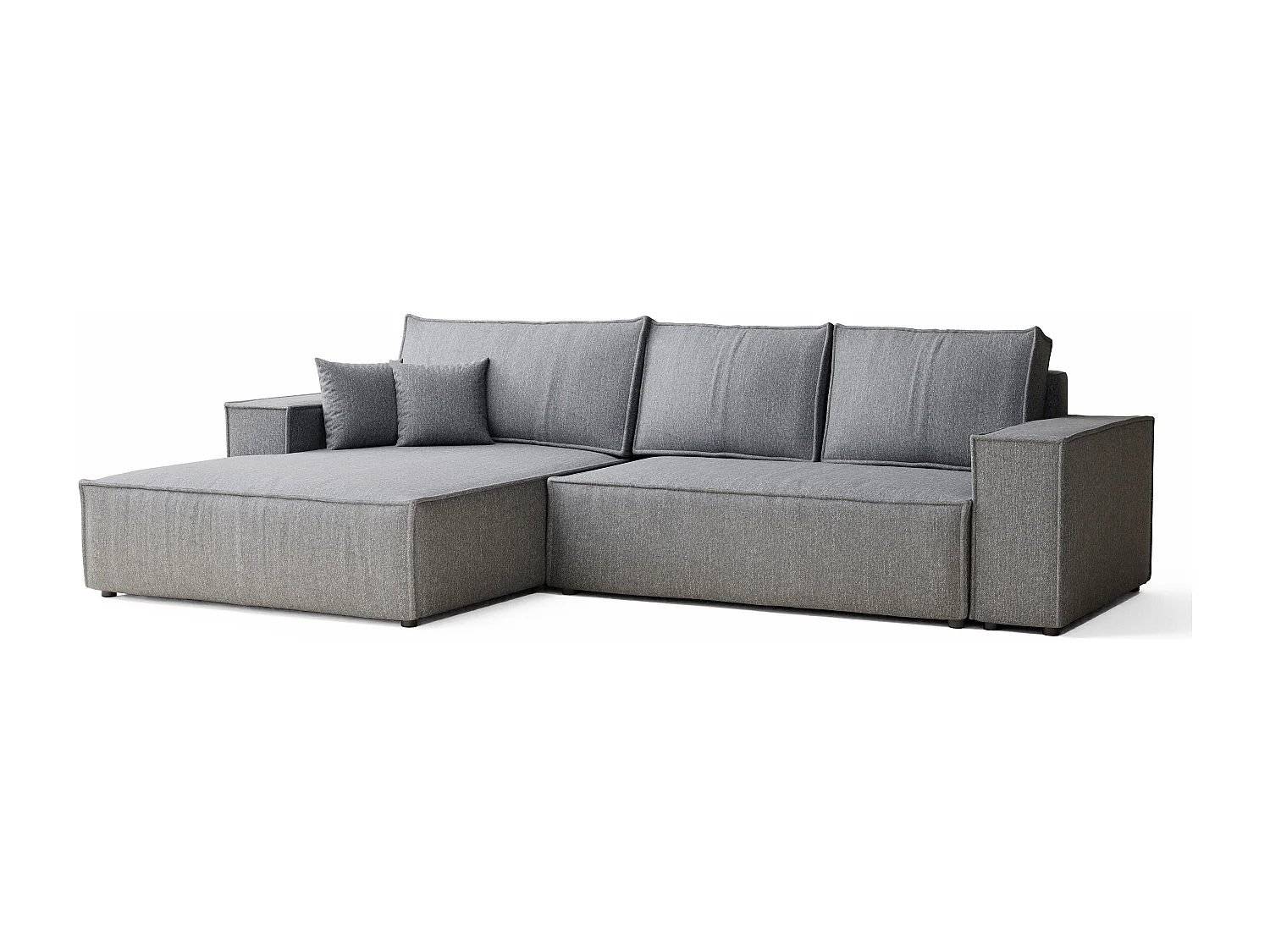 Canapé d'angle convertible Maze im tissu tresse - 5 places - gris