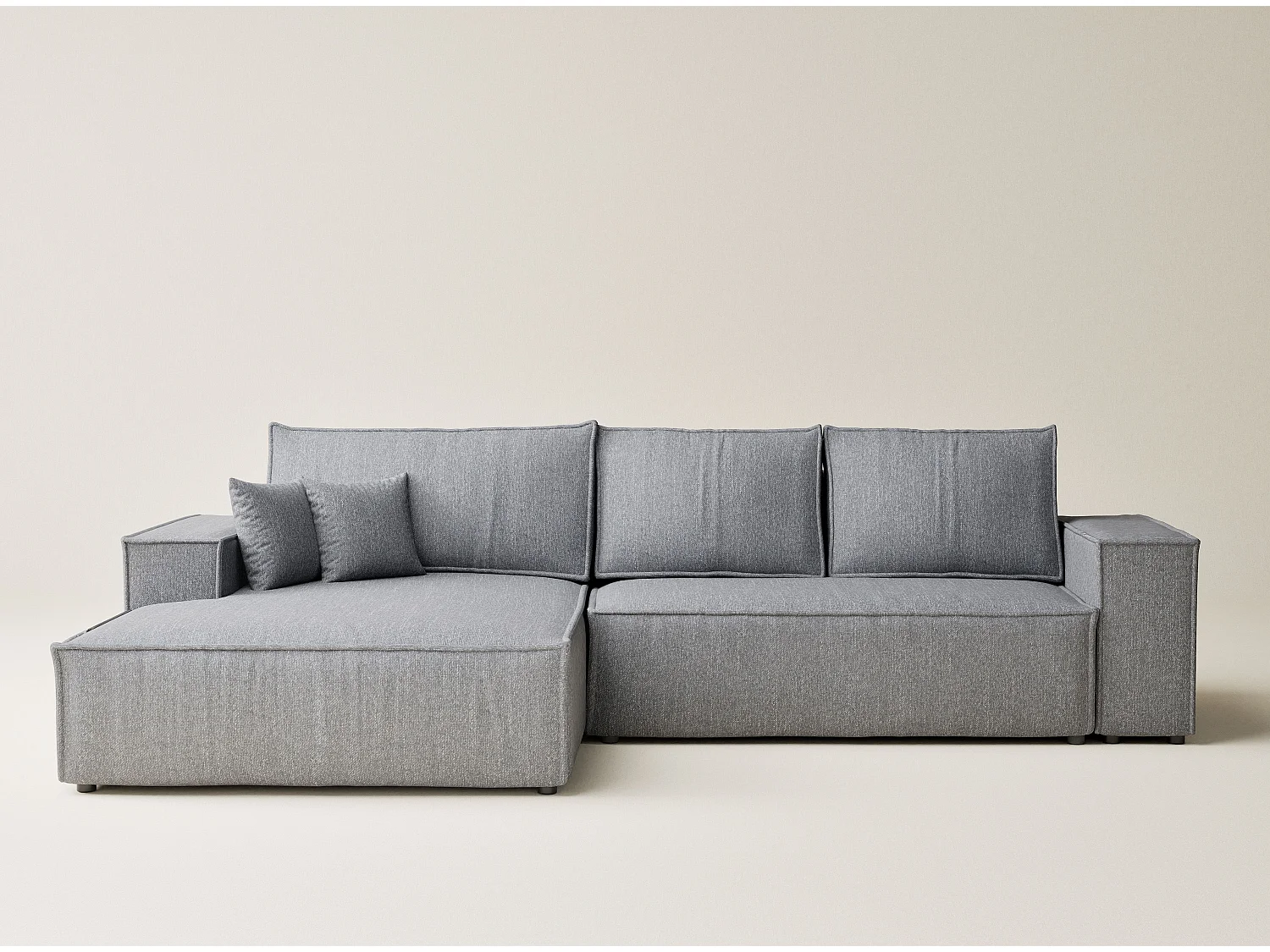 Canapé d'angle convertible Maze im tissu tresse - 5 places - gris